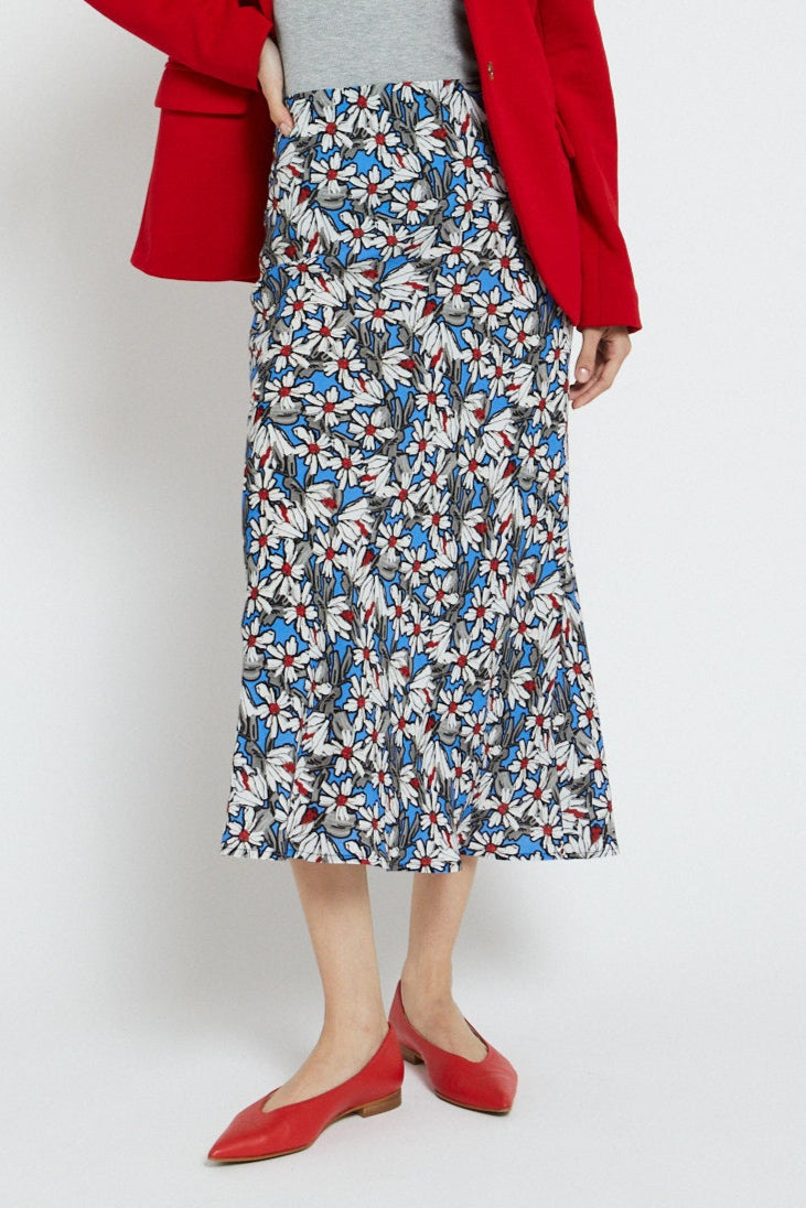 Printed viscose long skirt