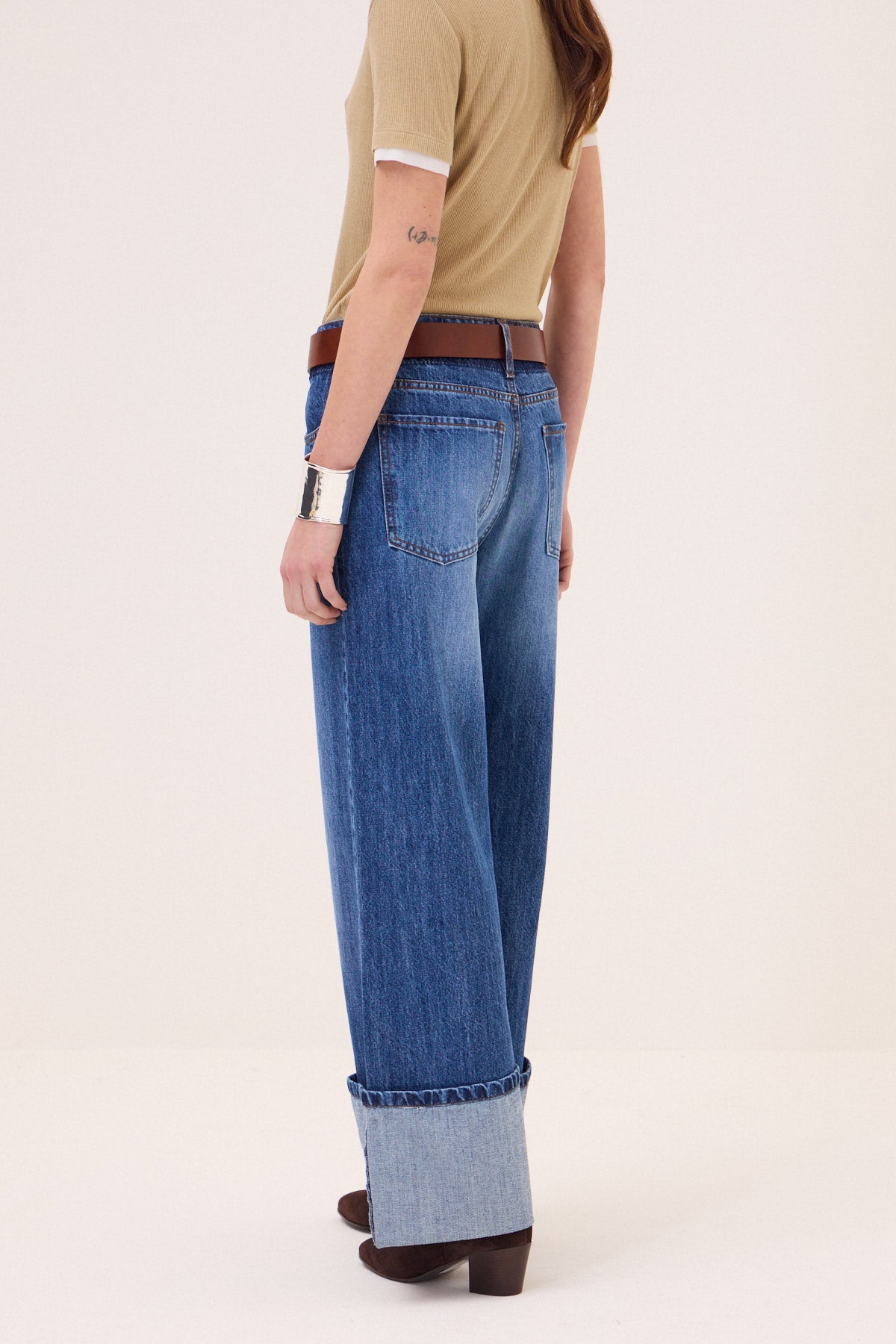 cuffed denim pants
