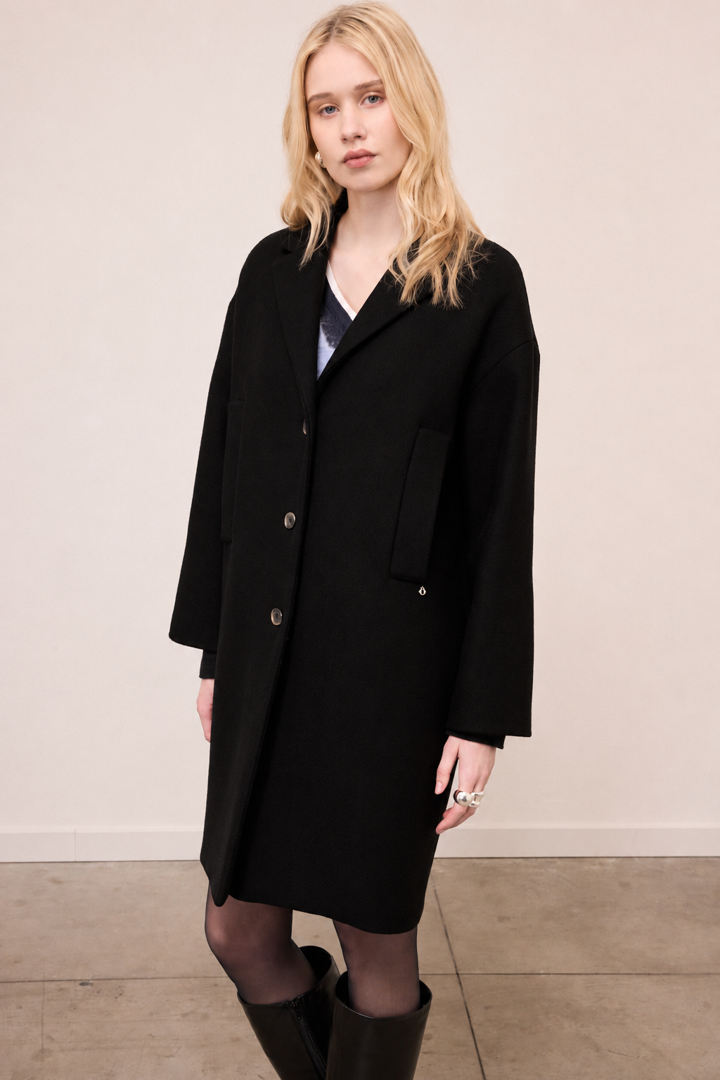 wool blend midi coat