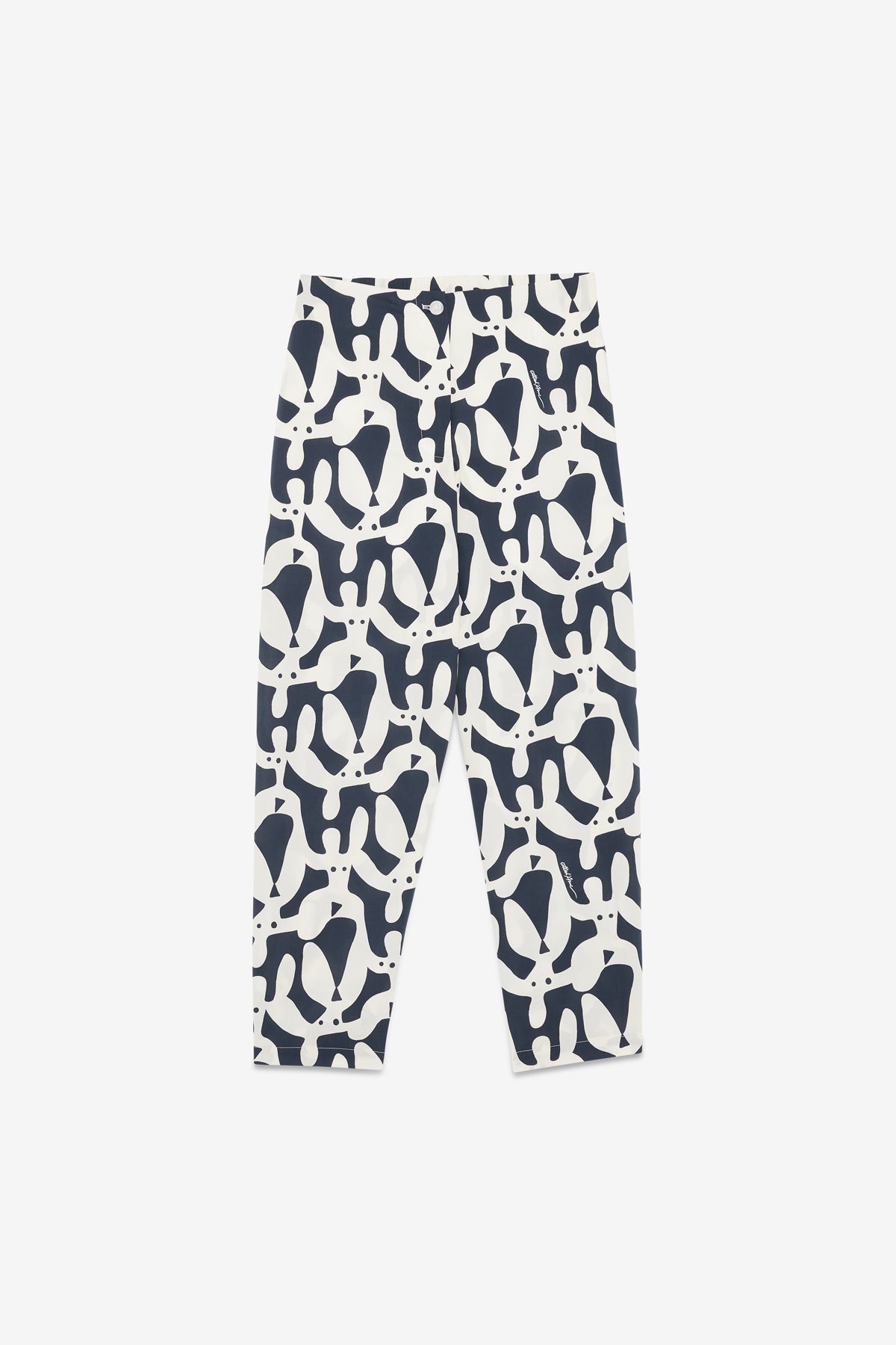 Printed poplin ankle length trousers