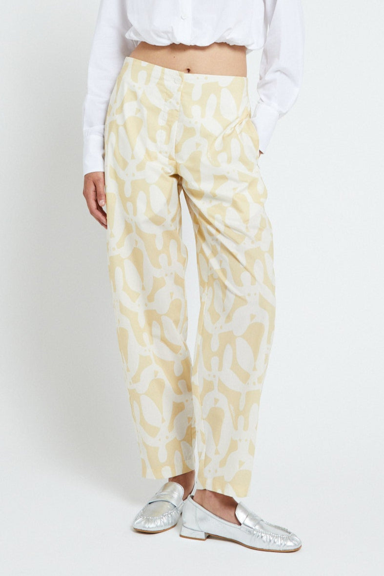 Printed poplin ankle length trousers