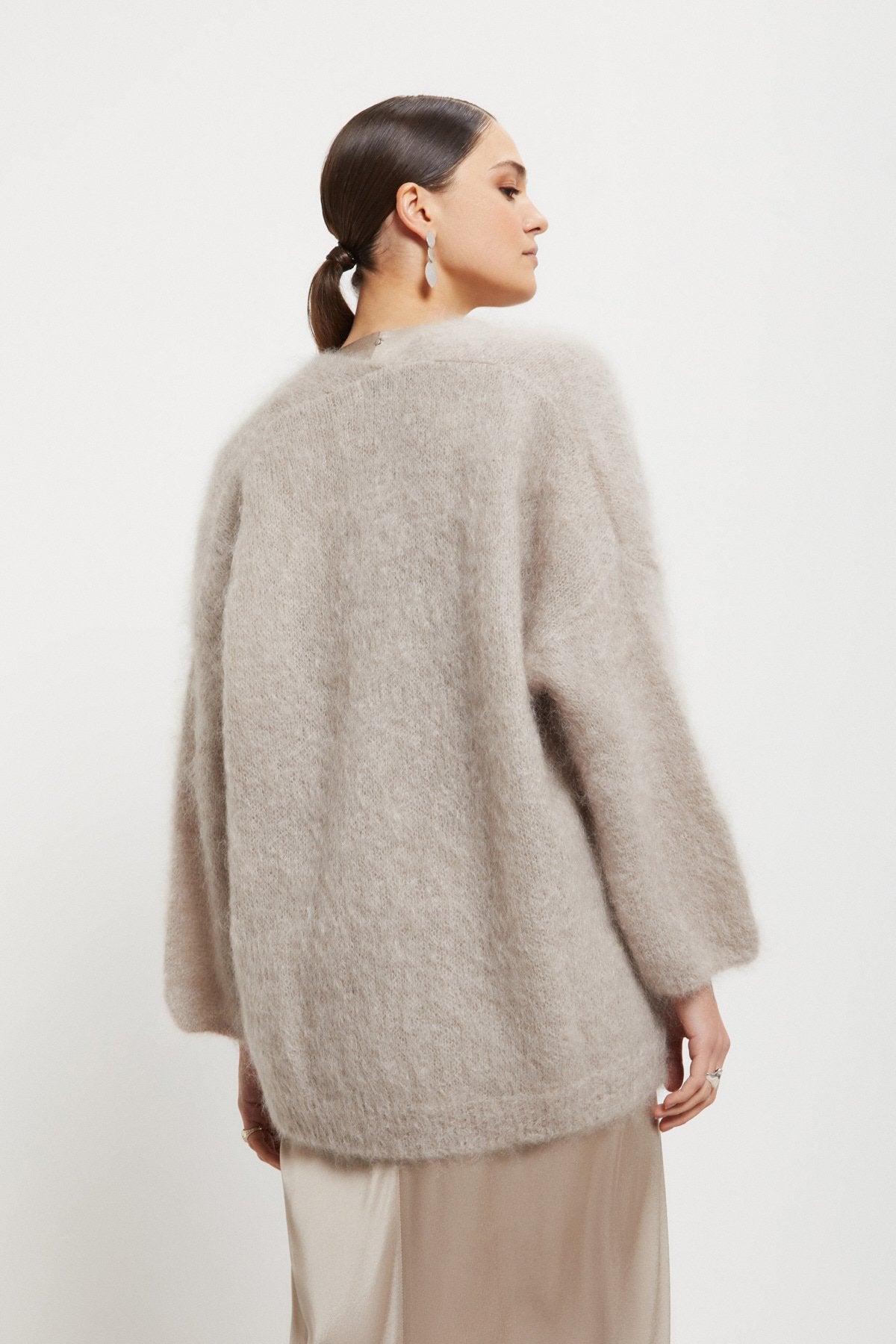Fluffy mohair wool kimono cardigan