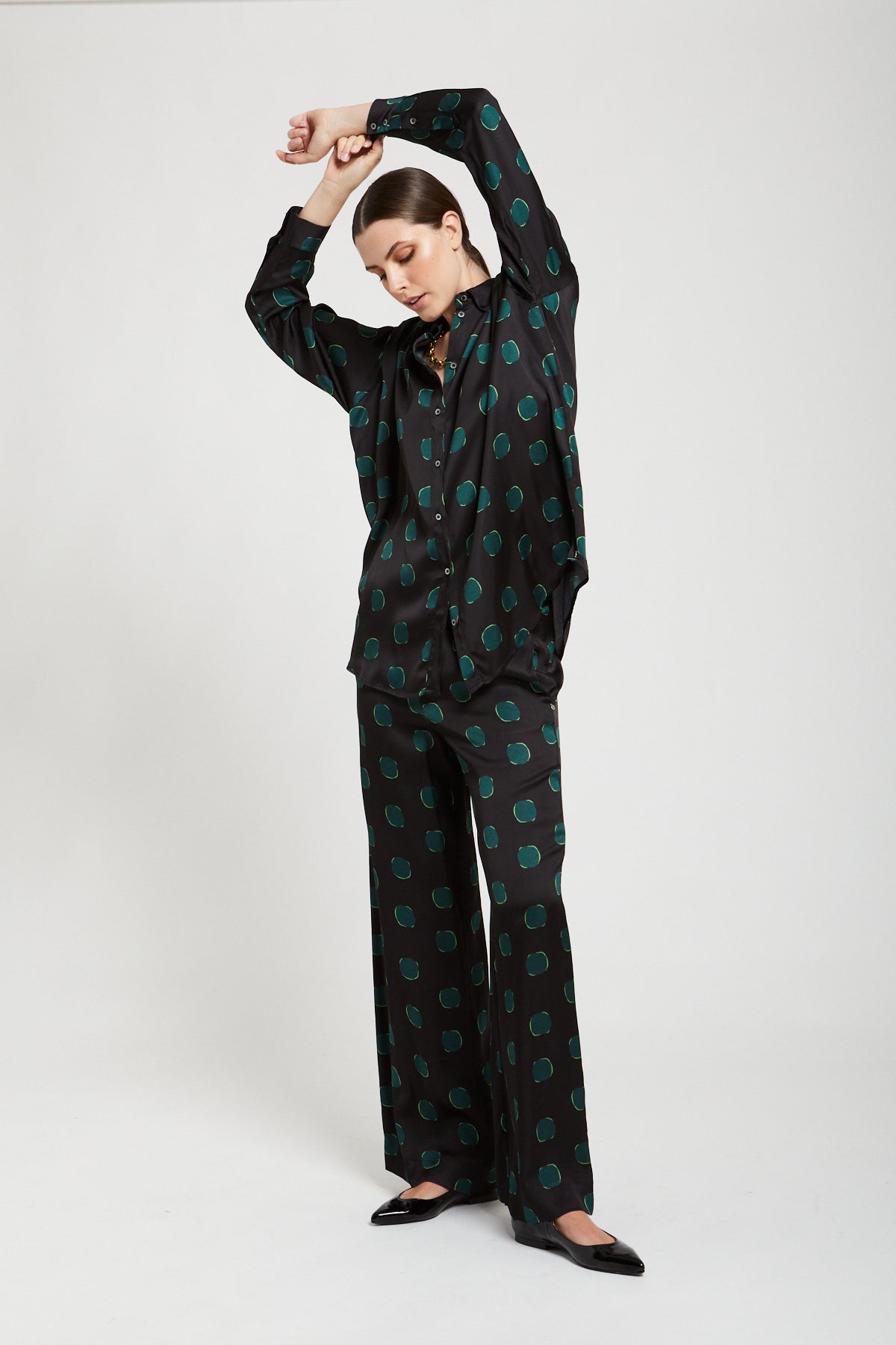 Dot print viscose pants