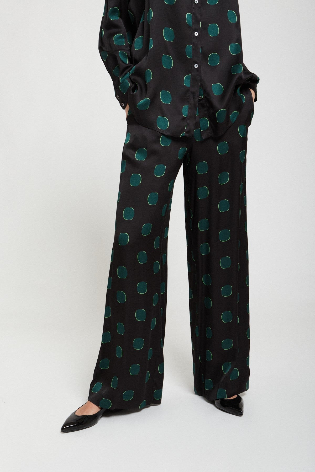 Dot print viscose pants