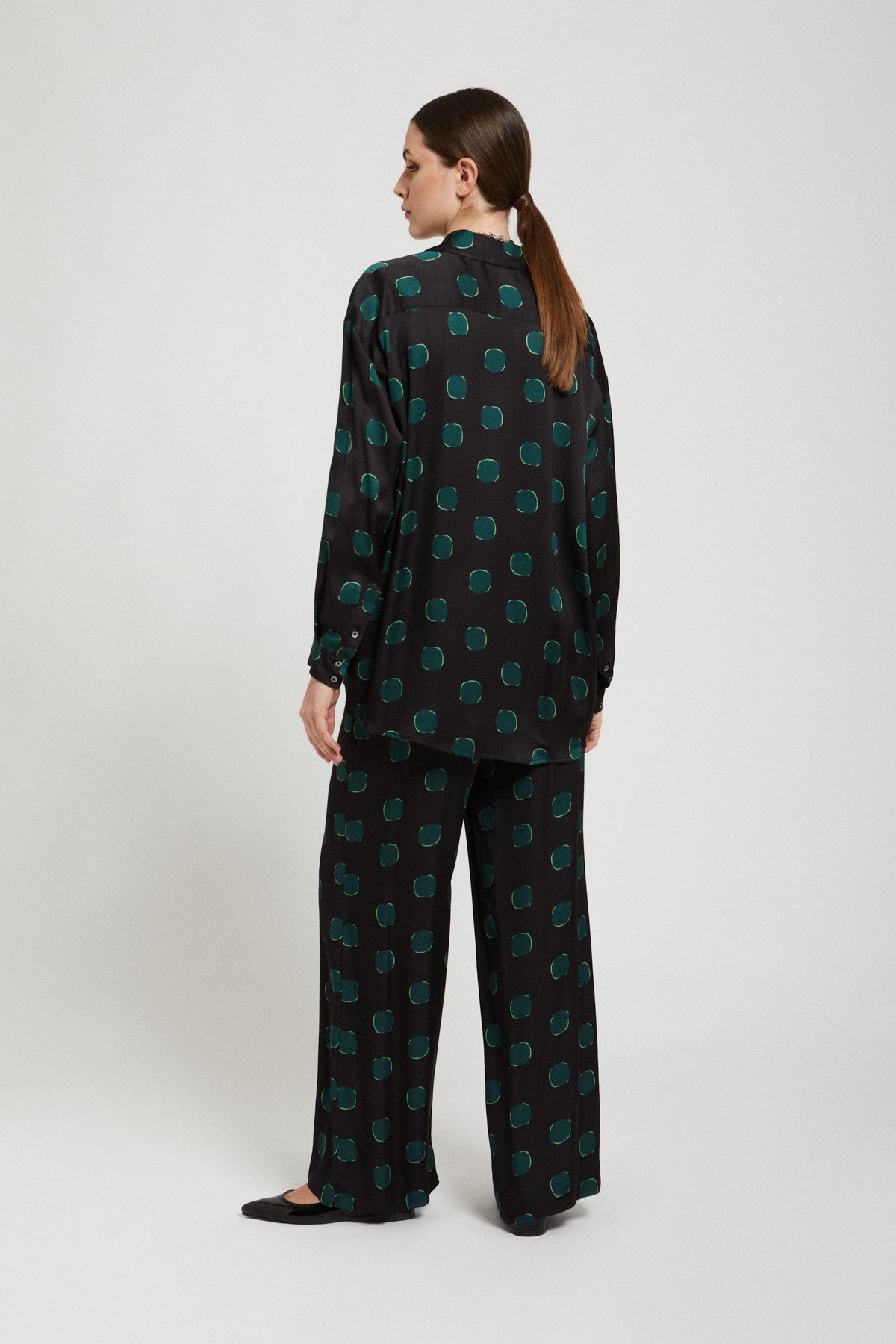 Dot print viscose pants