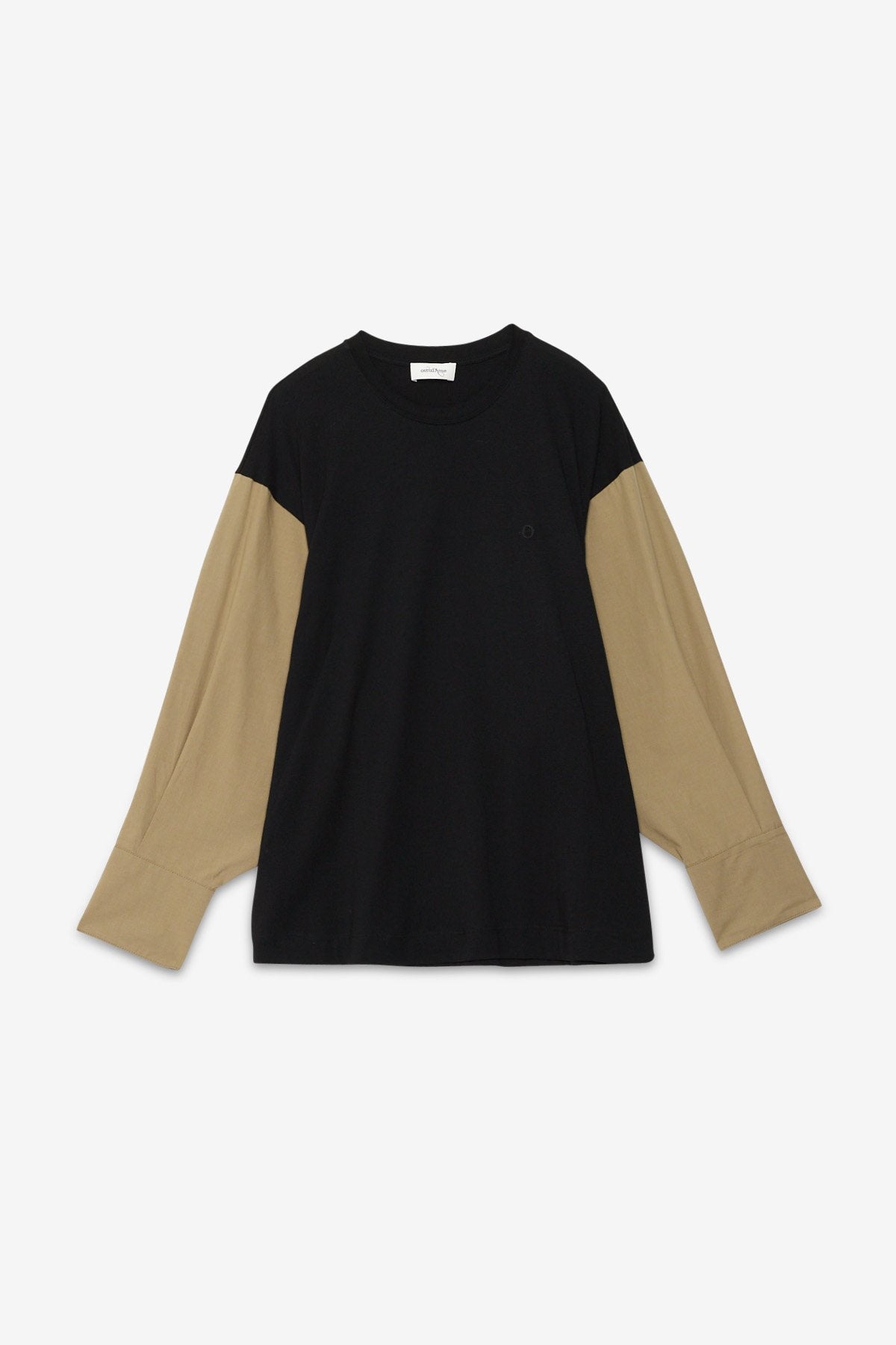 Top in pure cotton jersey with poplin sleeves and darts