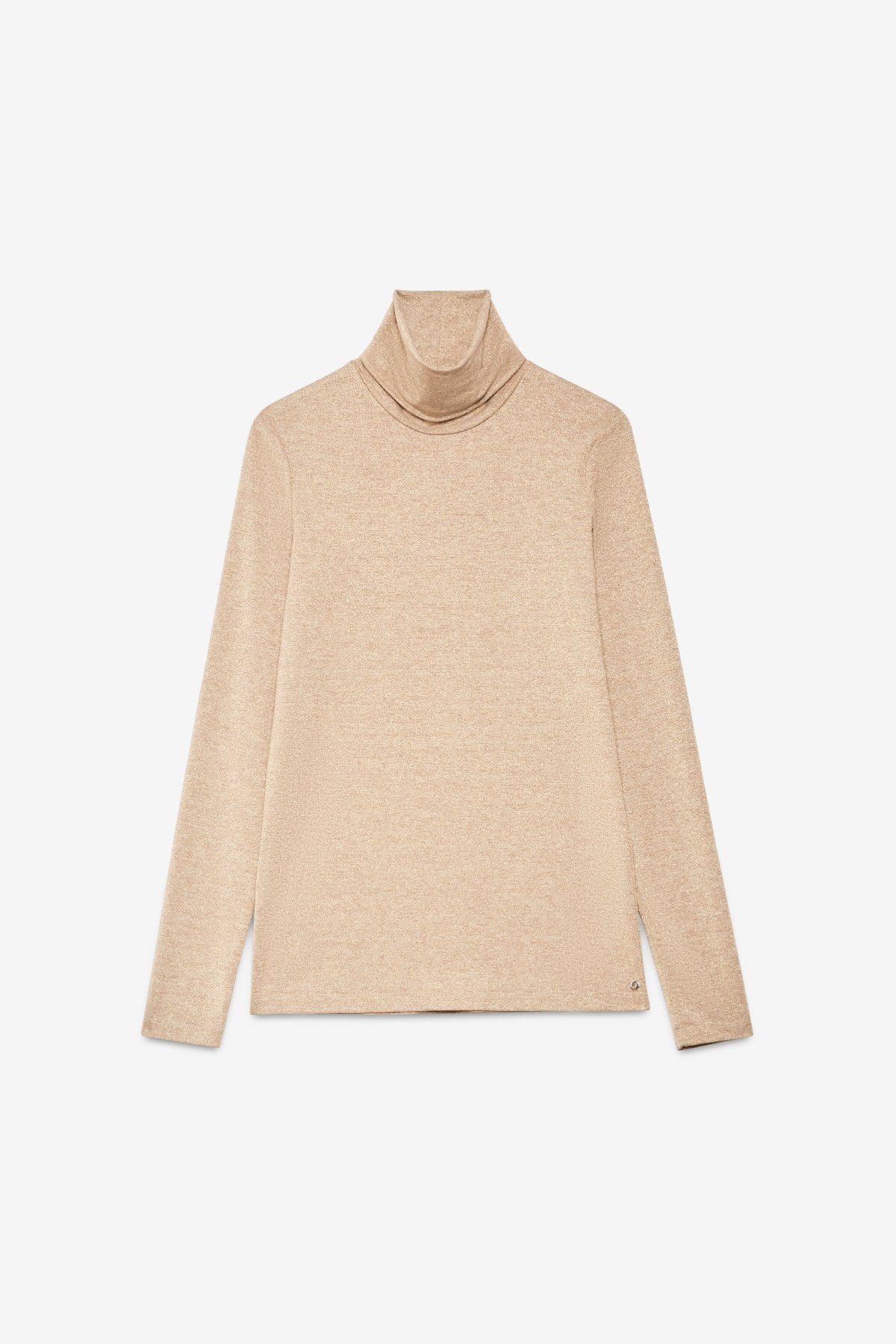 Slim-fit turtleneck sweater in viscose blend jersey with lurex