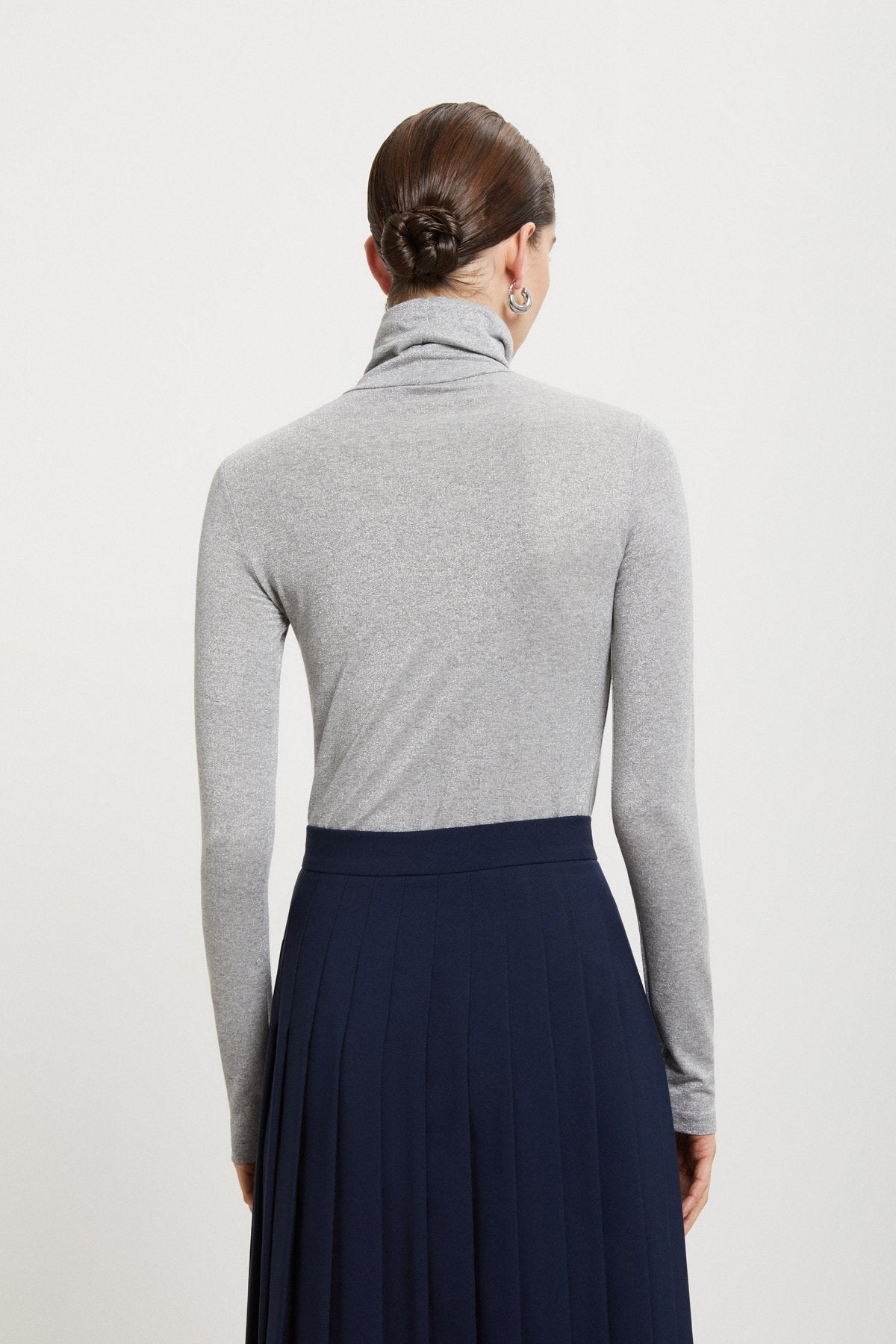 Slim-fit turtleneck sweater in viscose blend jersey with lurex