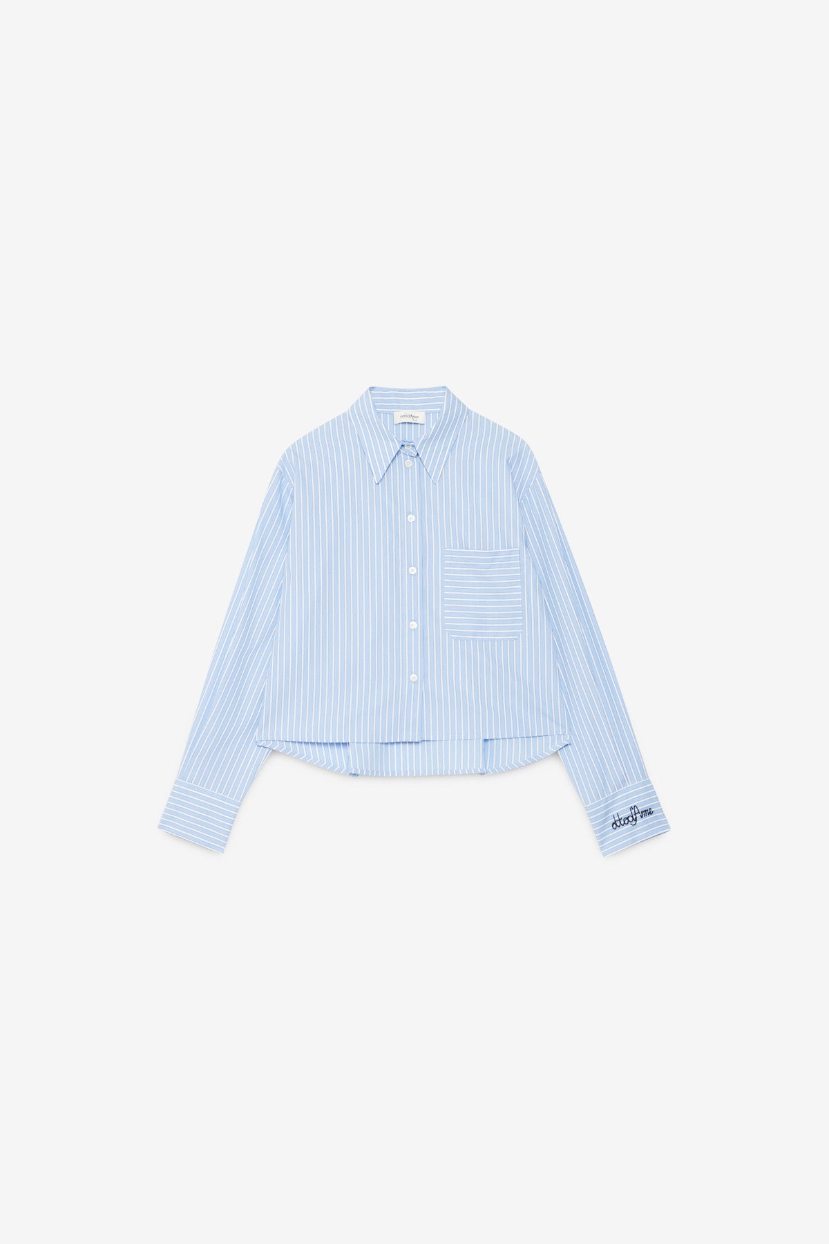 Cropped pinstriped shirt in pure cotton