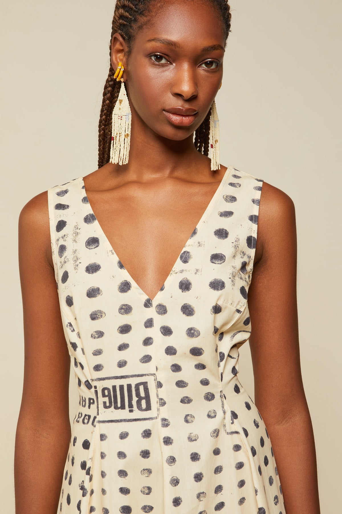 100% printed cotton midi dress with poodle skirt