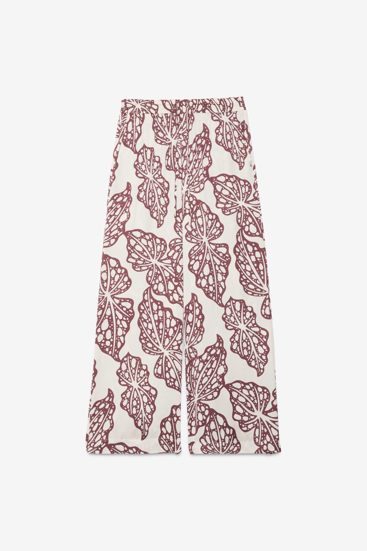 Trousers with leaf print
