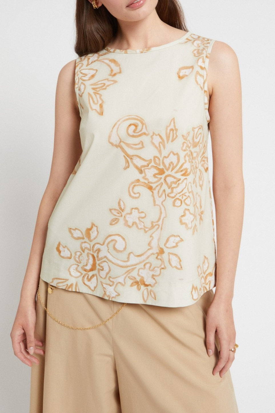 Poplin top with all-over ”Giudecca flower”print
