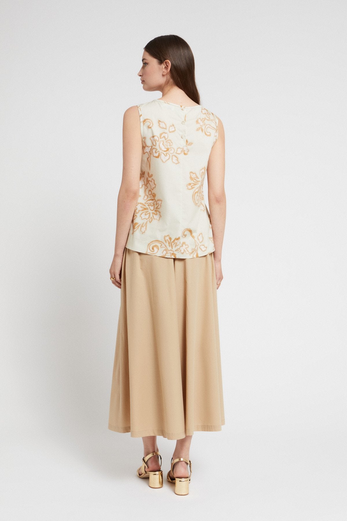 Poplin top with all-over ”Giudecca flower”print