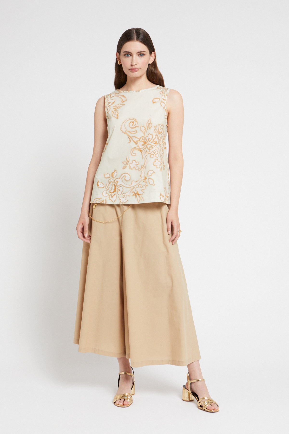 Poplin top with all-over ”Giudecca flower”print