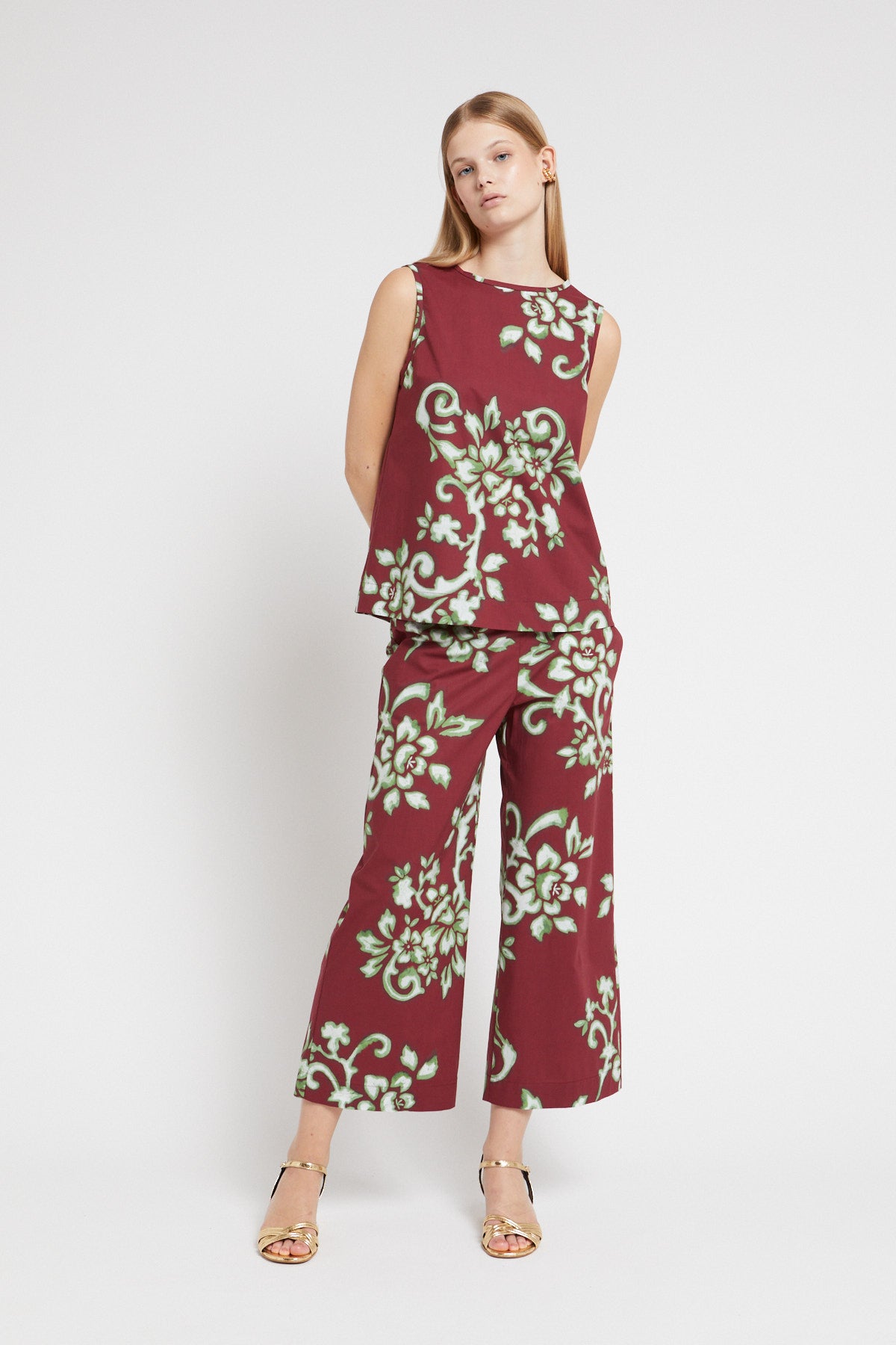 Poplin top with all-over ”Giudecca flower”print