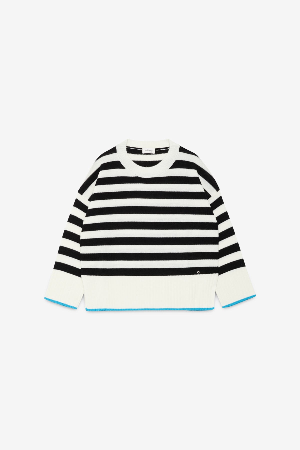 Striped wool blend sweater with straight hem
