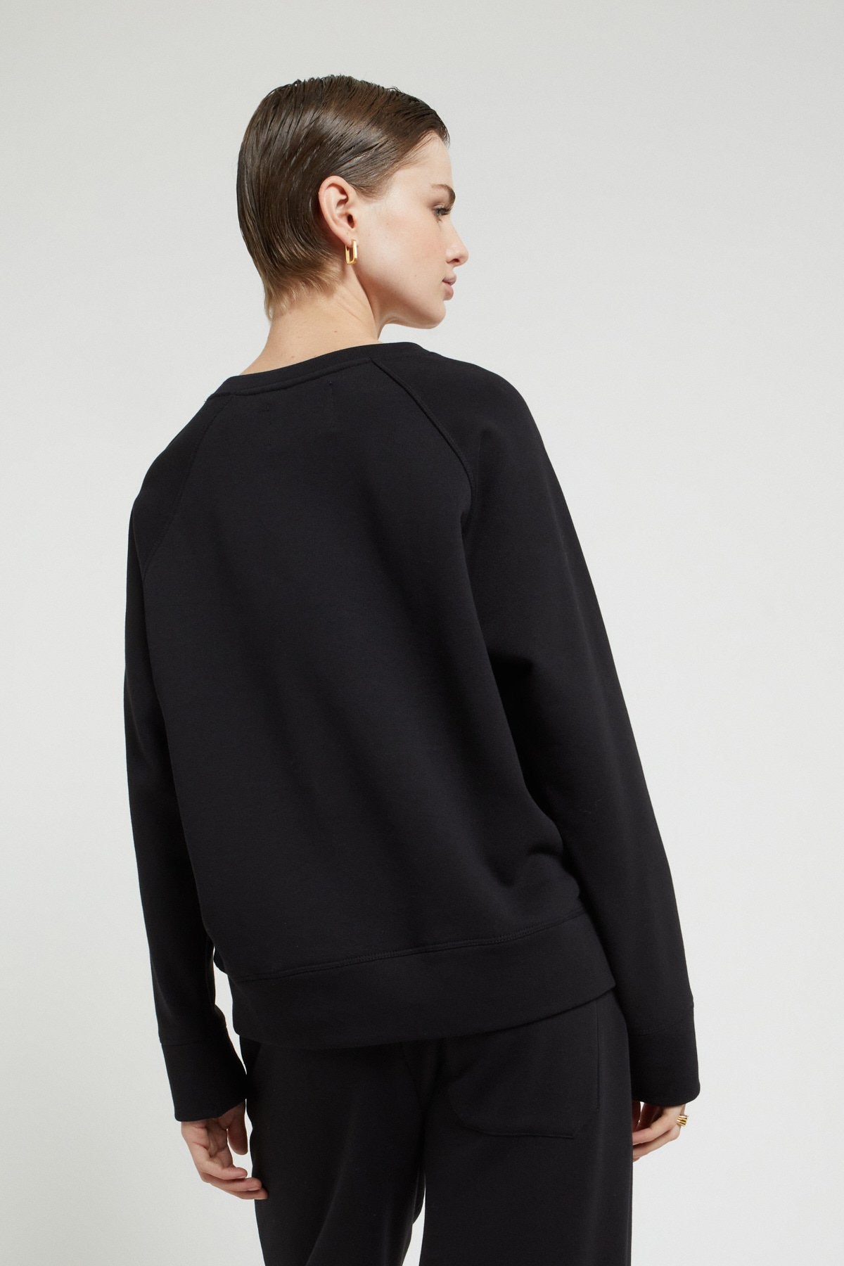 Pure cotton sweatshirt with slogan and sequin embroidery