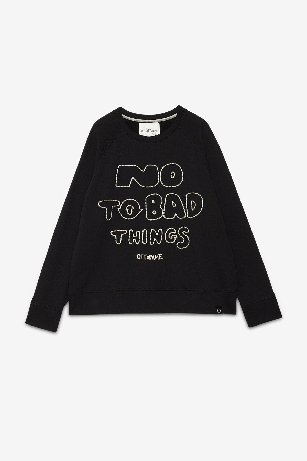 Pure cotton sweatshirt with slogan and sequin embroidery