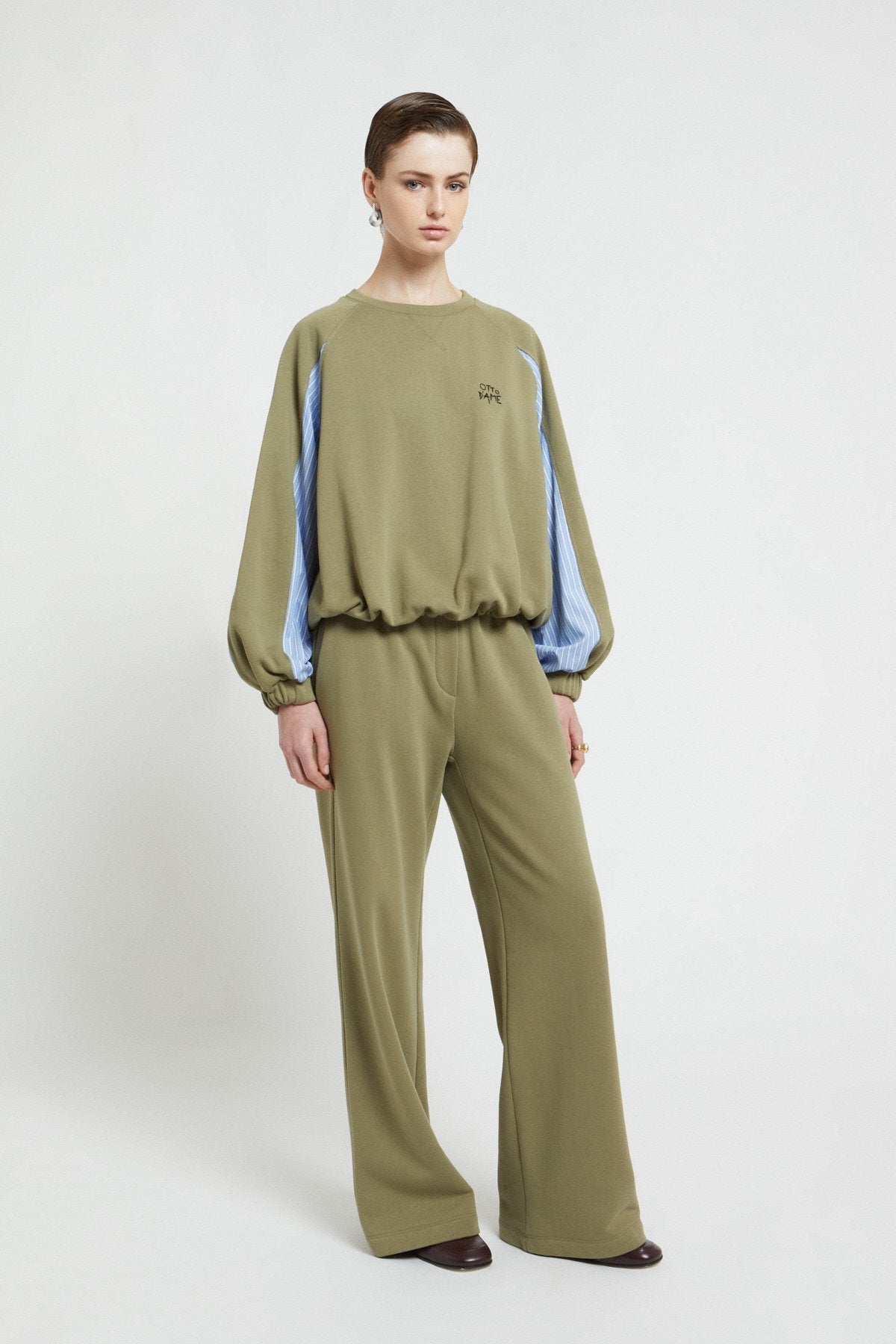 Cotton sweatshirt with poplin details