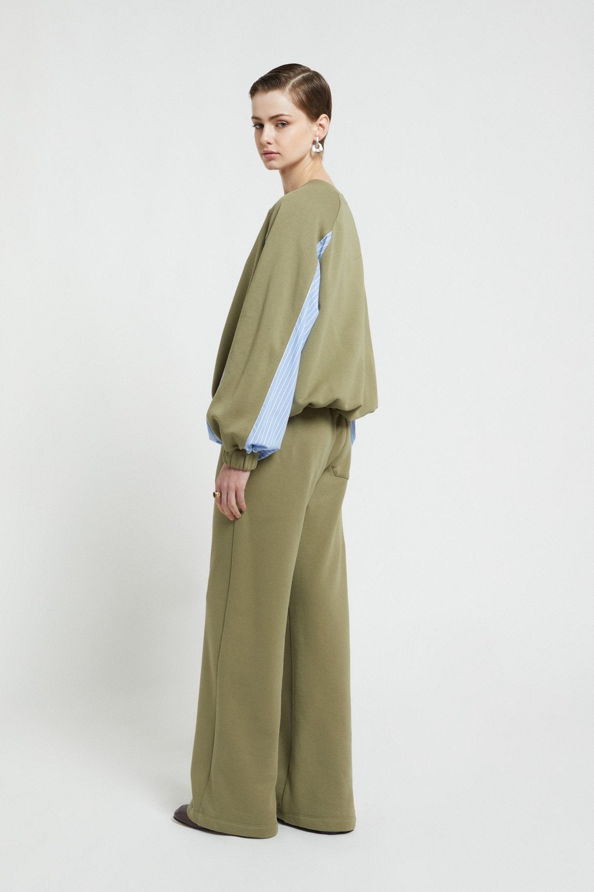 Cotton sweatshirt with poplin details