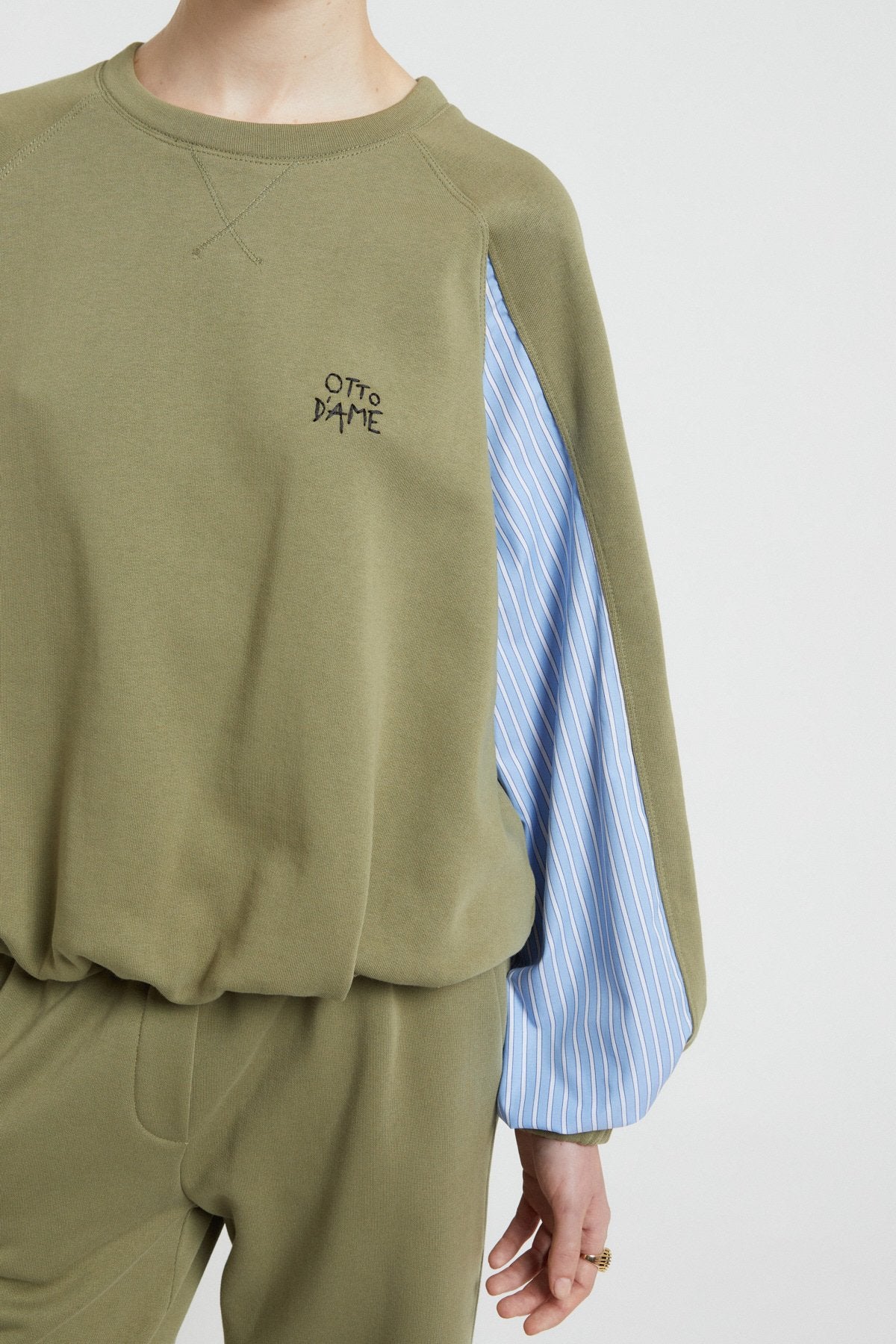 Cotton sweatshirt with poplin details