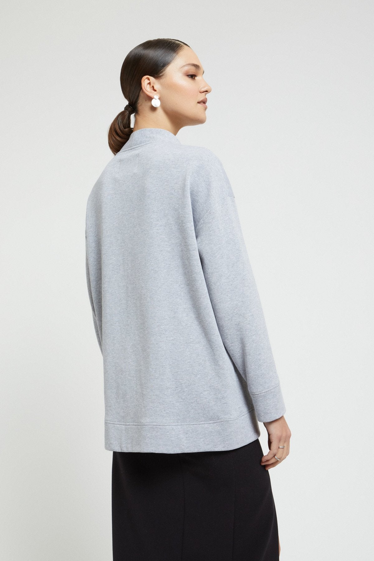 Oversized cardigan in cotton sweatshirt fabric with embroidery and buttons