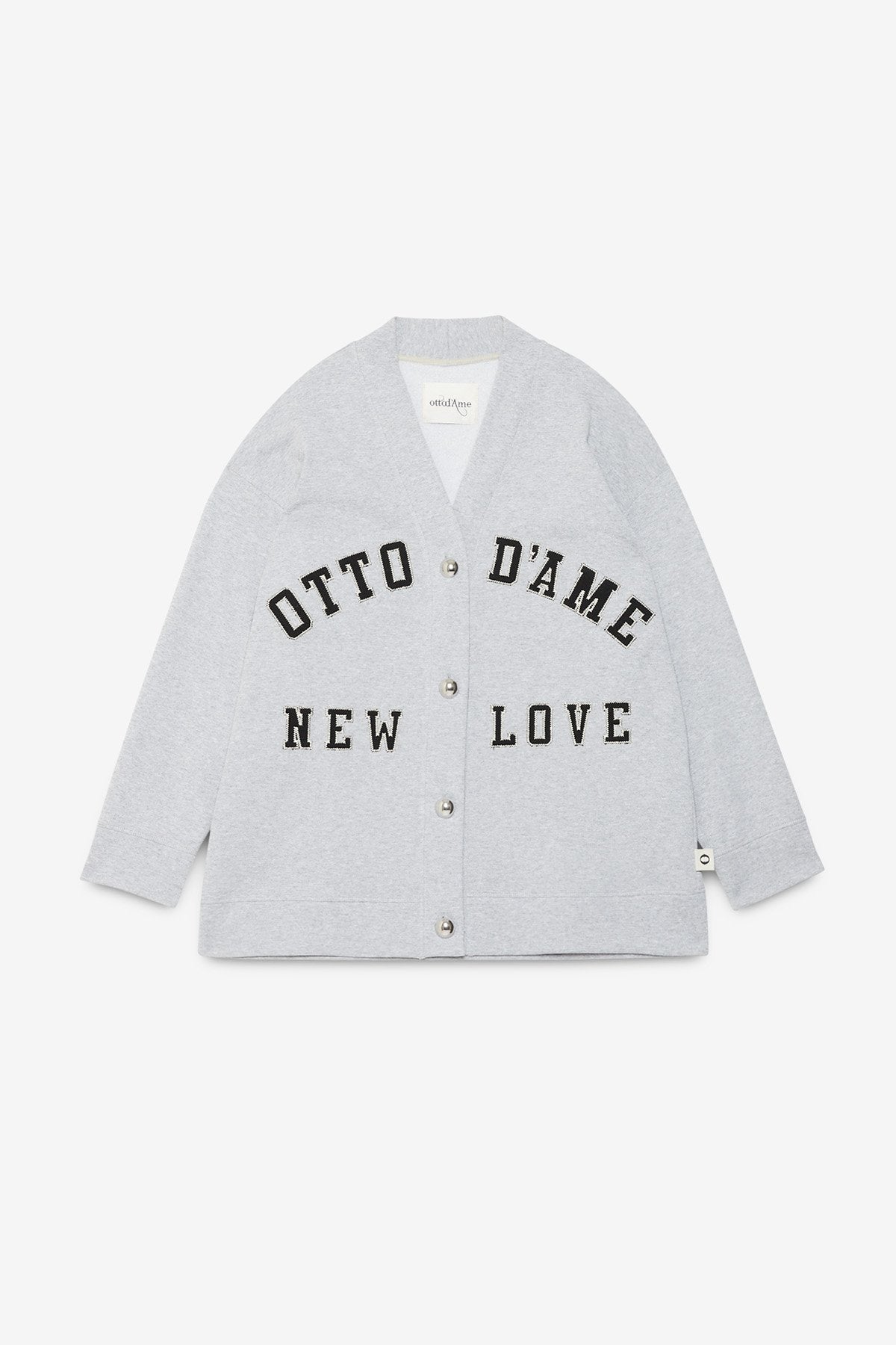 Oversized cardigan in cotton sweatshirt fabric with embroidery and buttons