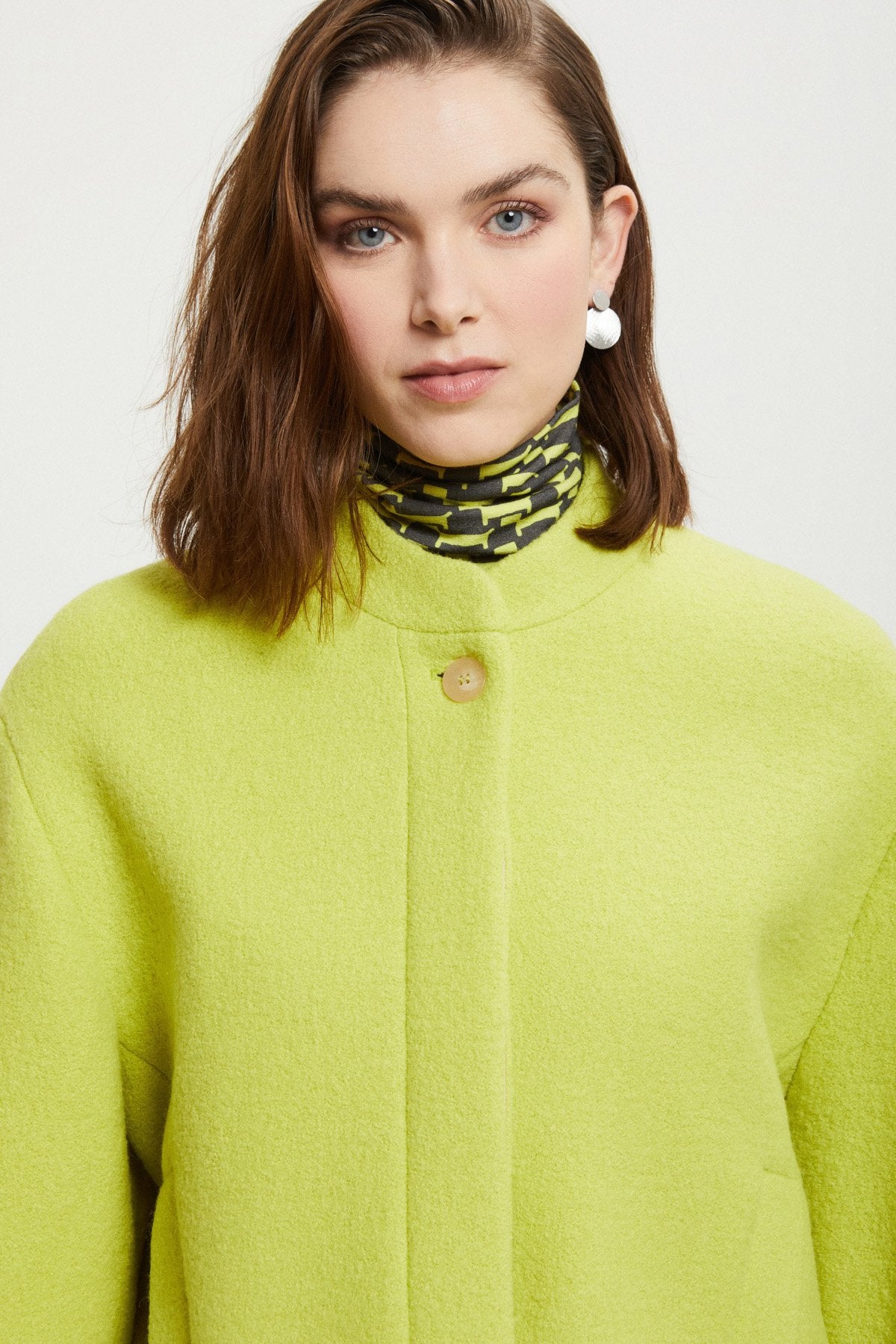Short jacket in pure boiled wool with one button