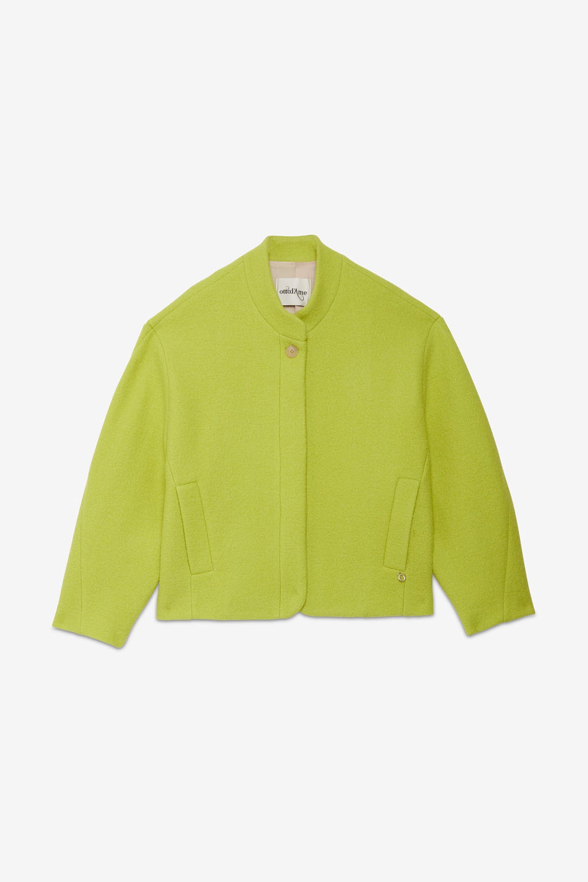 Short jacket in pure boiled wool with one button
