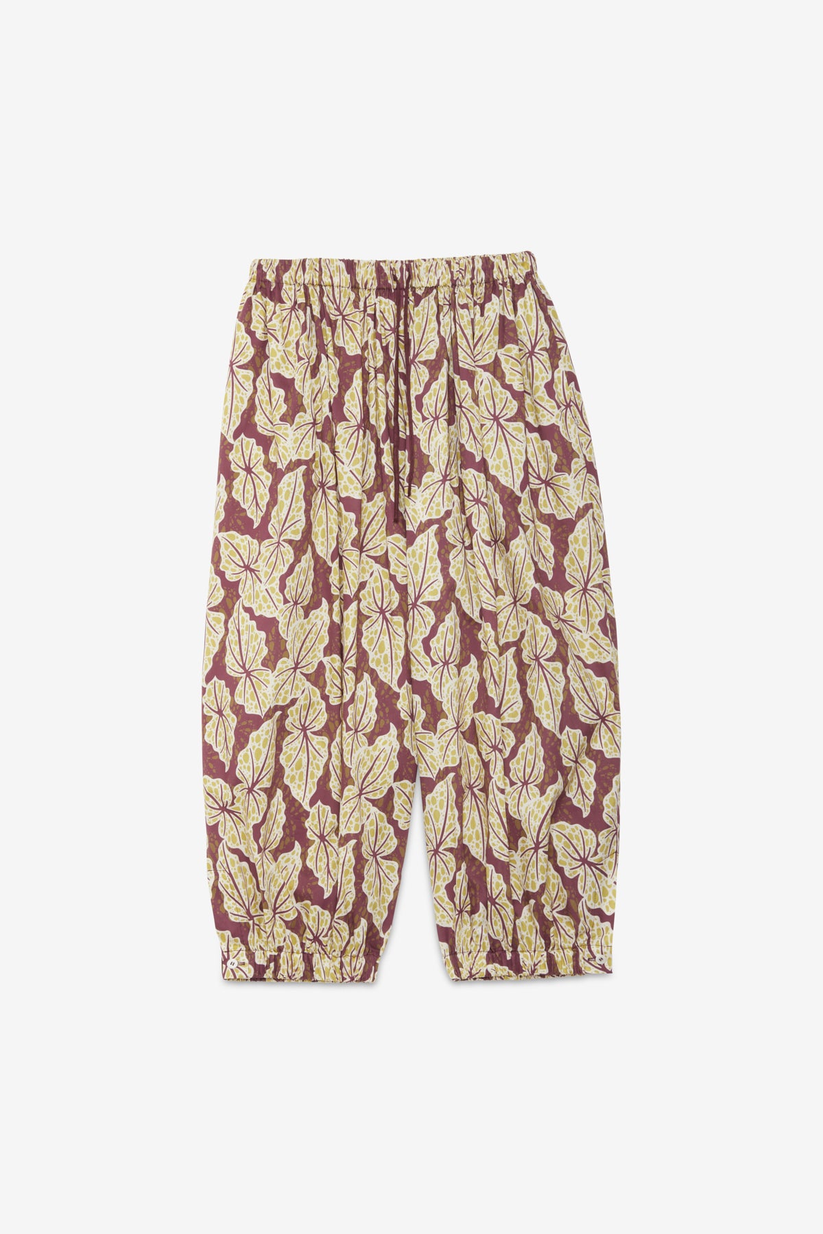 Leaf Print Cropped Jogger Pants