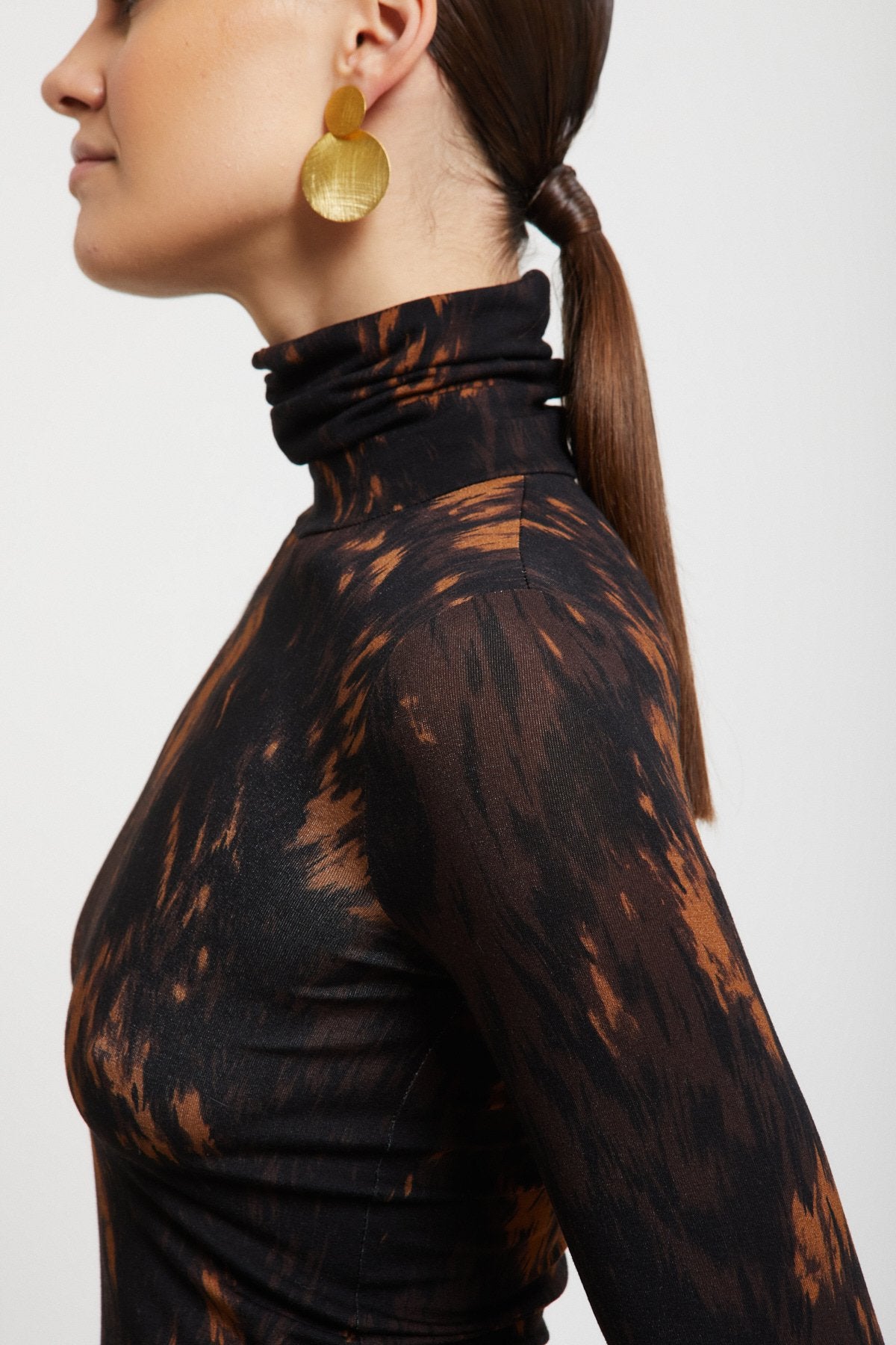 Printed pure viscose turtleneck sweater