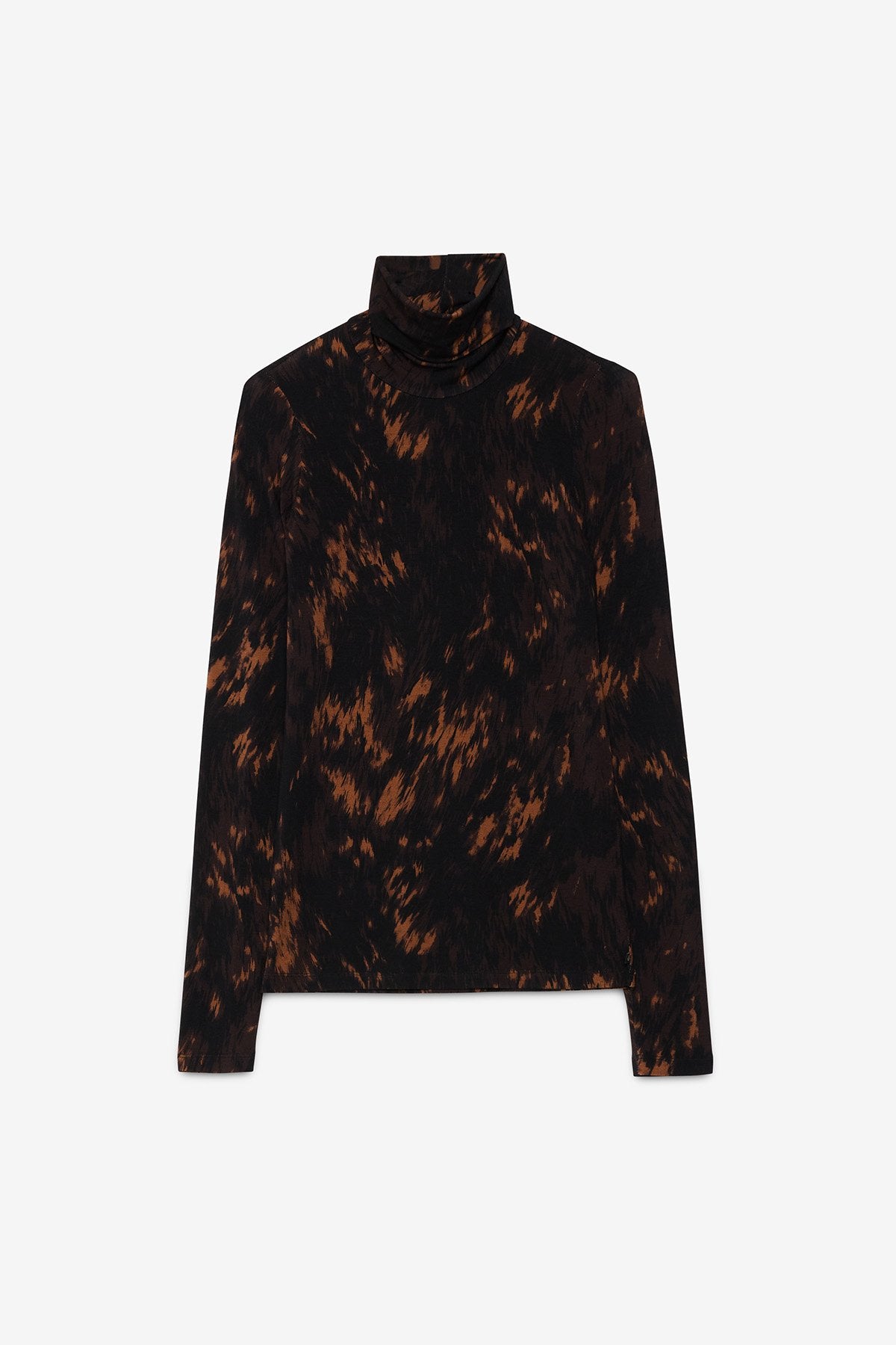 Printed pure viscose turtleneck sweater