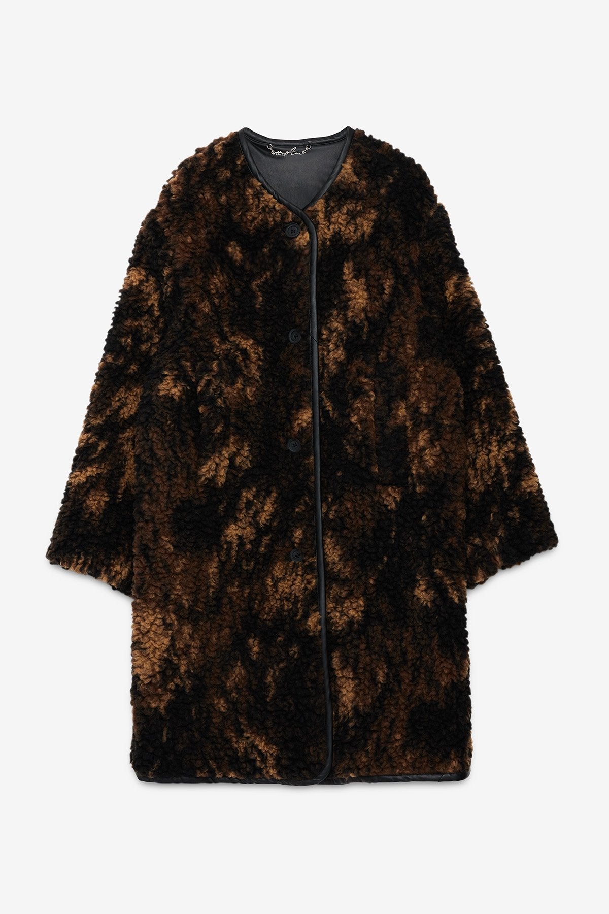 Oversized midi coat lined with faux fur