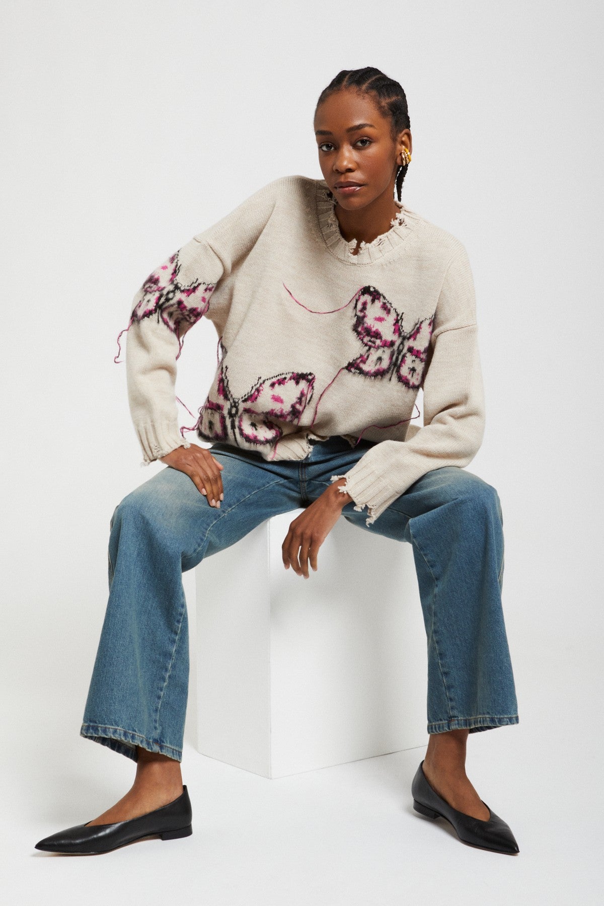 Butterfly wool blend knit