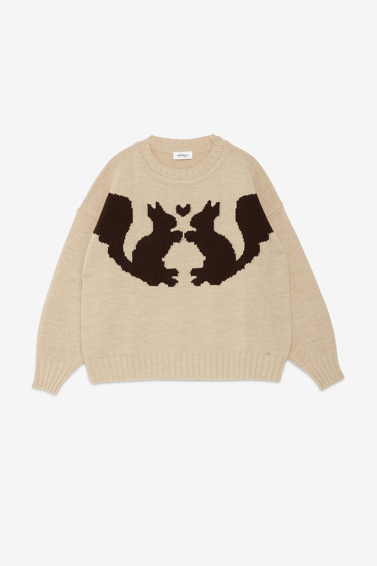 Wool blend sweater with round neckline and embroidery