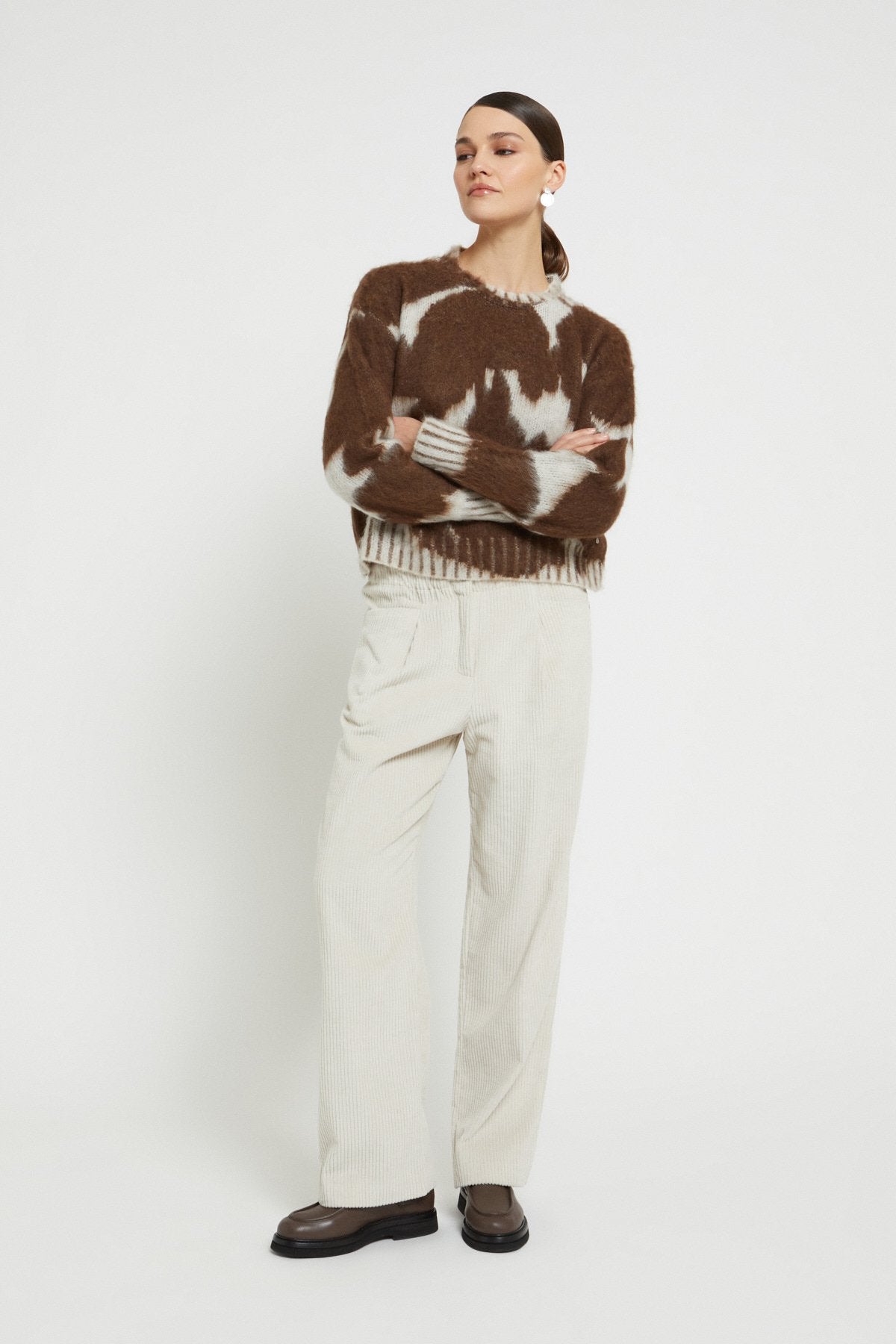 Wool and mohair blend sweater with round neckline
