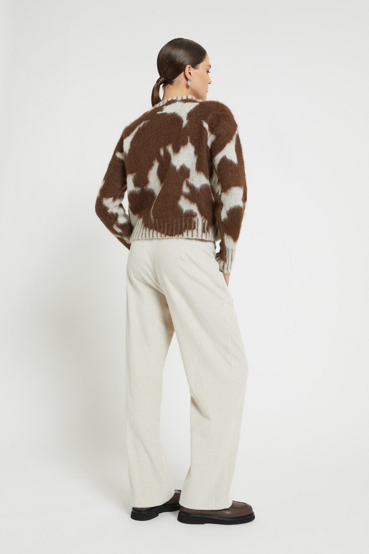 Wool and mohair blend sweater with round neckline