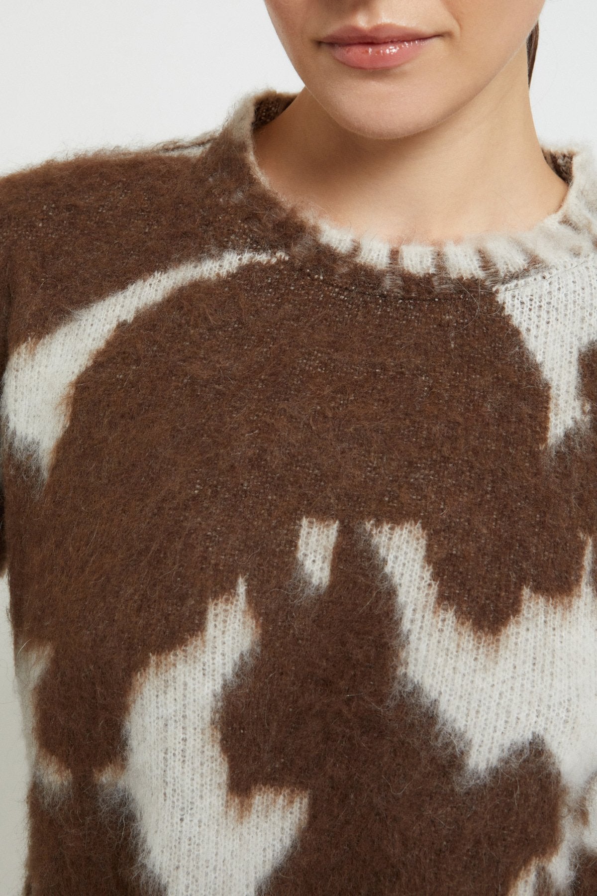 Wool and mohair blend sweater with round neckline