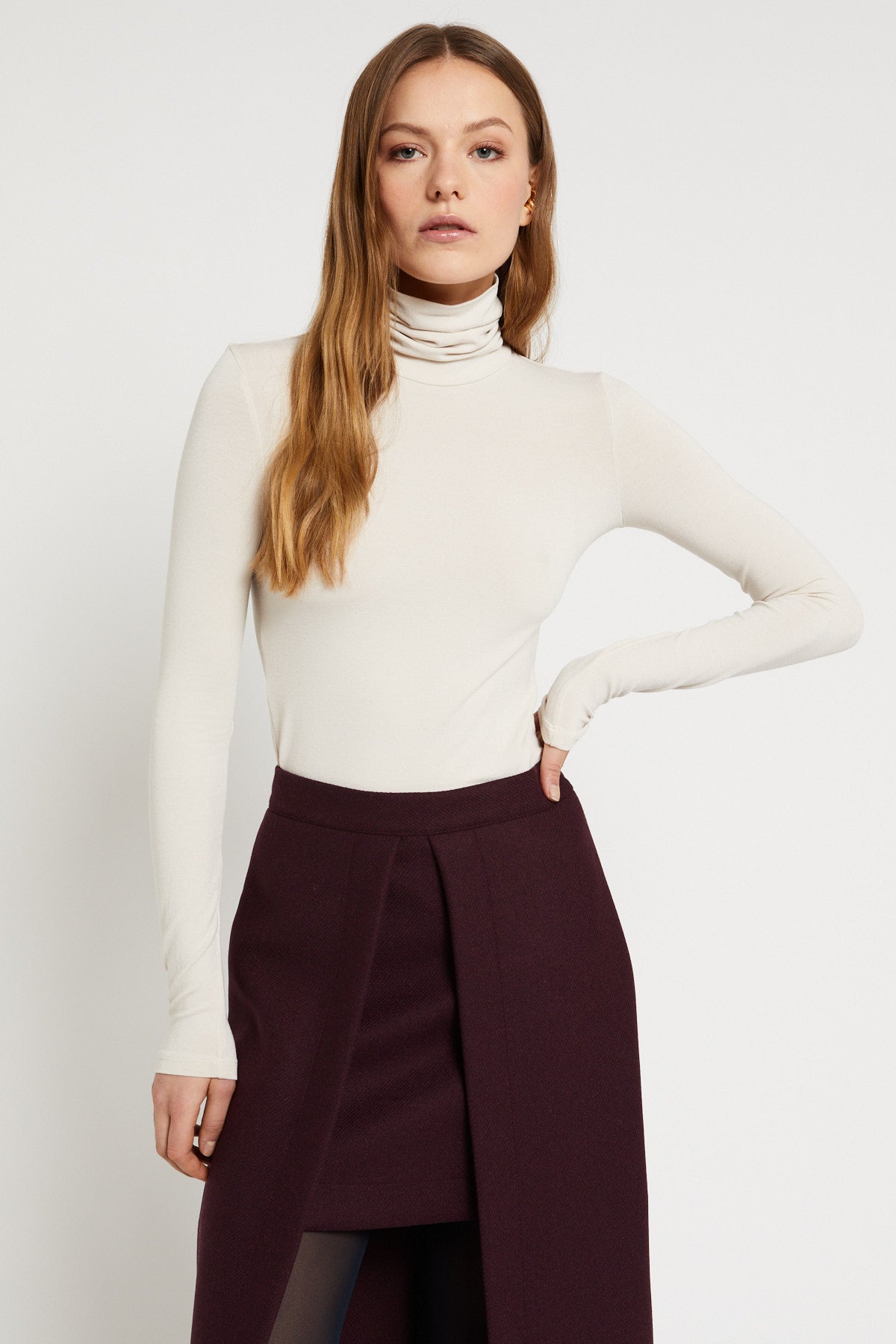 Pure viscose turtleneck sweater