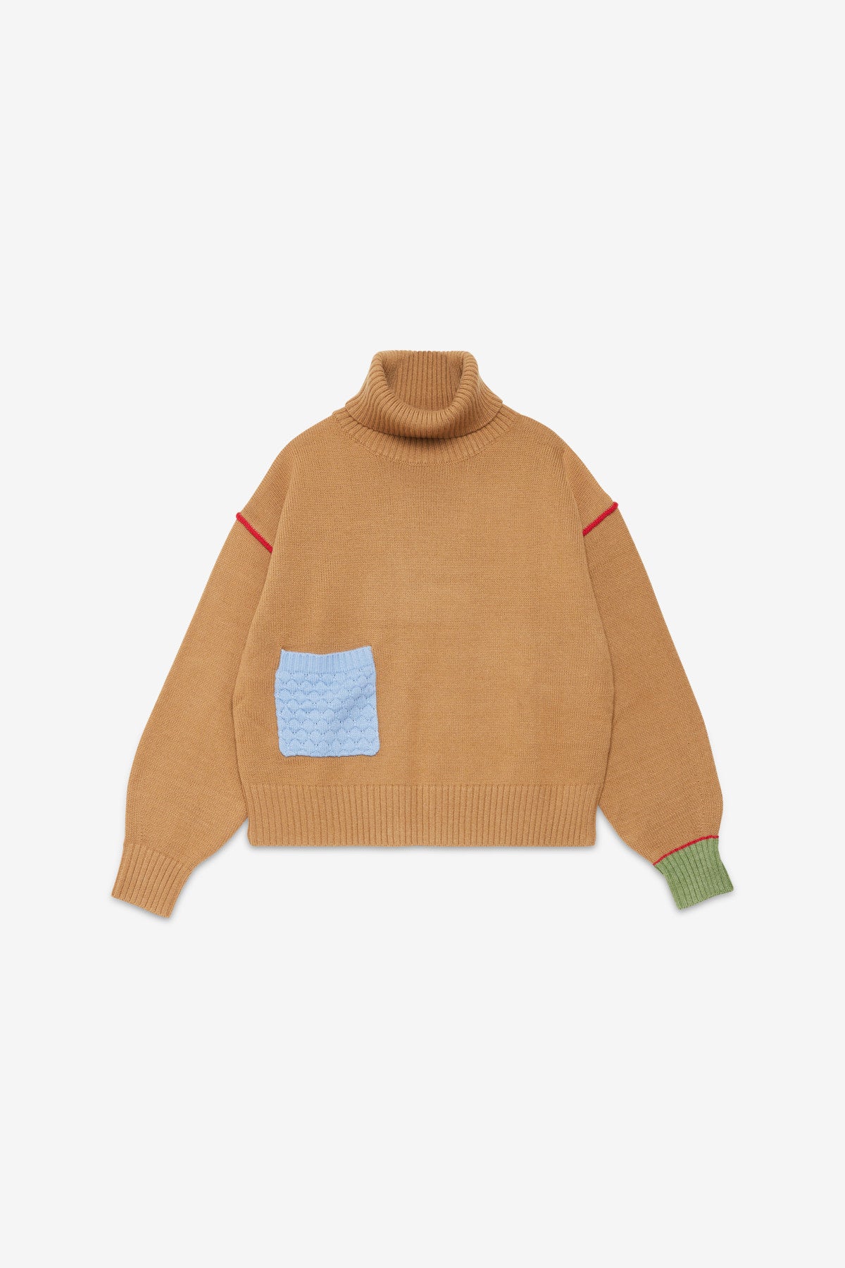 Wool blend sweater with turtleneck and contrastind details