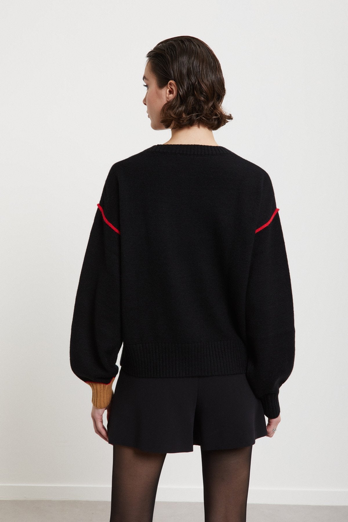 Wool blend sweater with contrast details