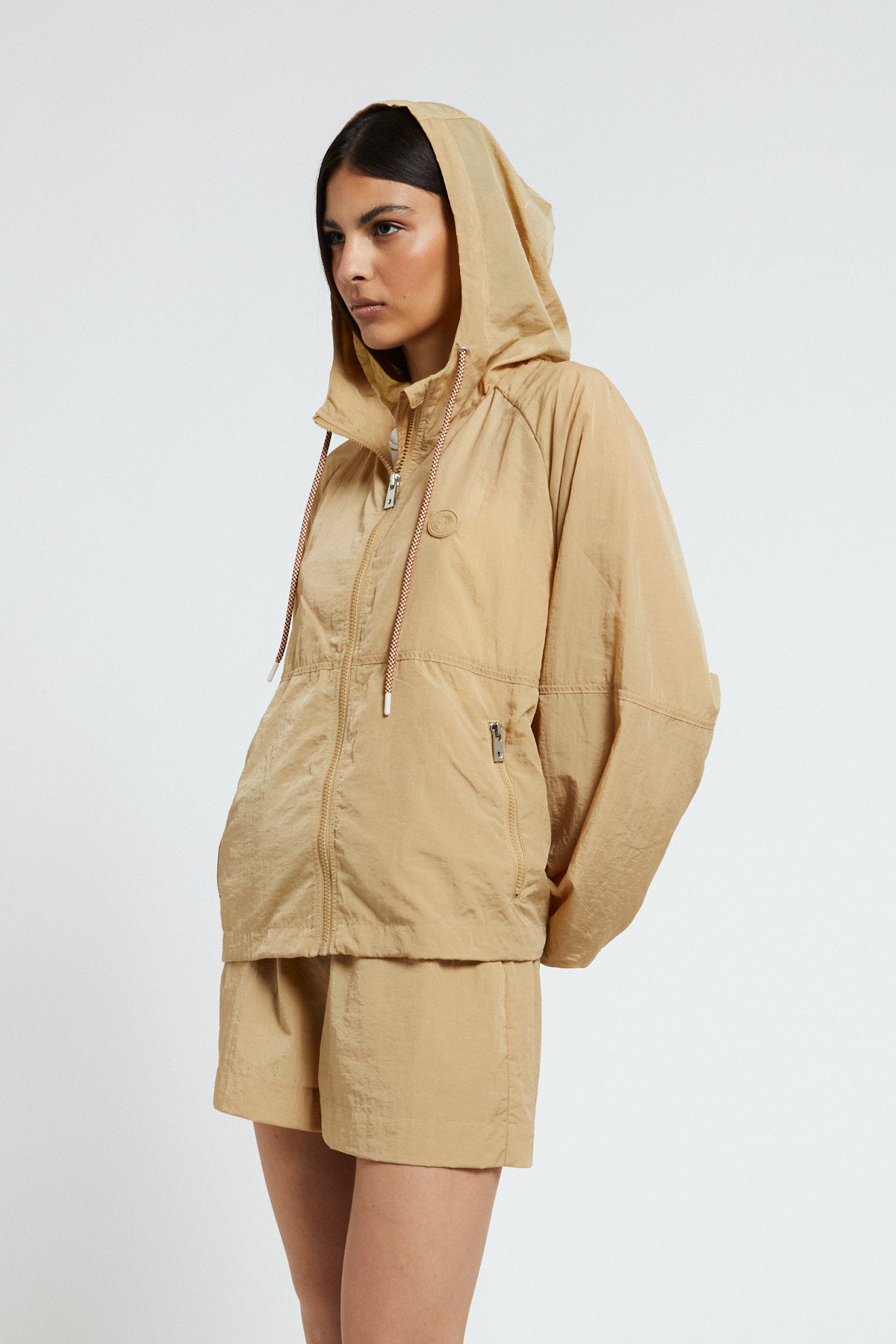 Ultralight K-way with zip,hood and drawstring