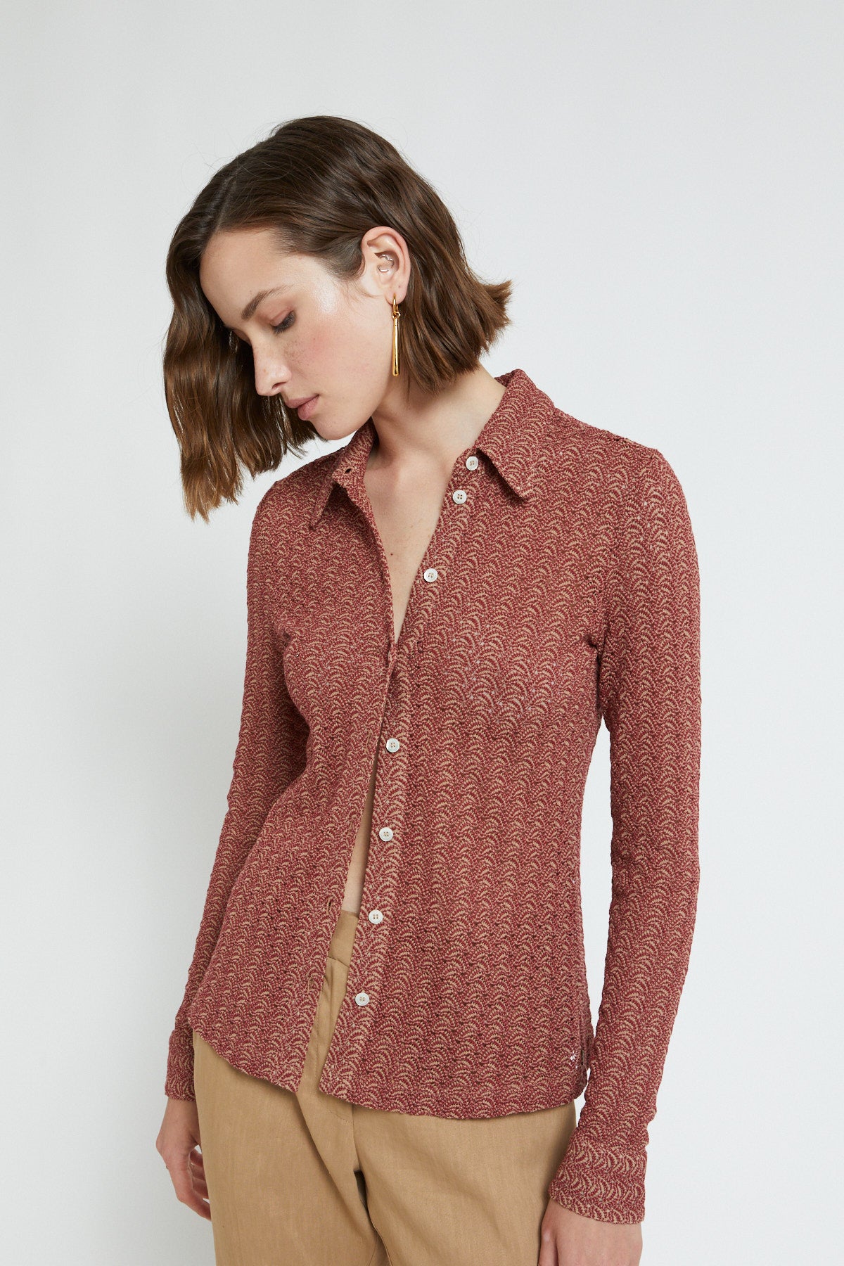 Cotton shirt with straight hem