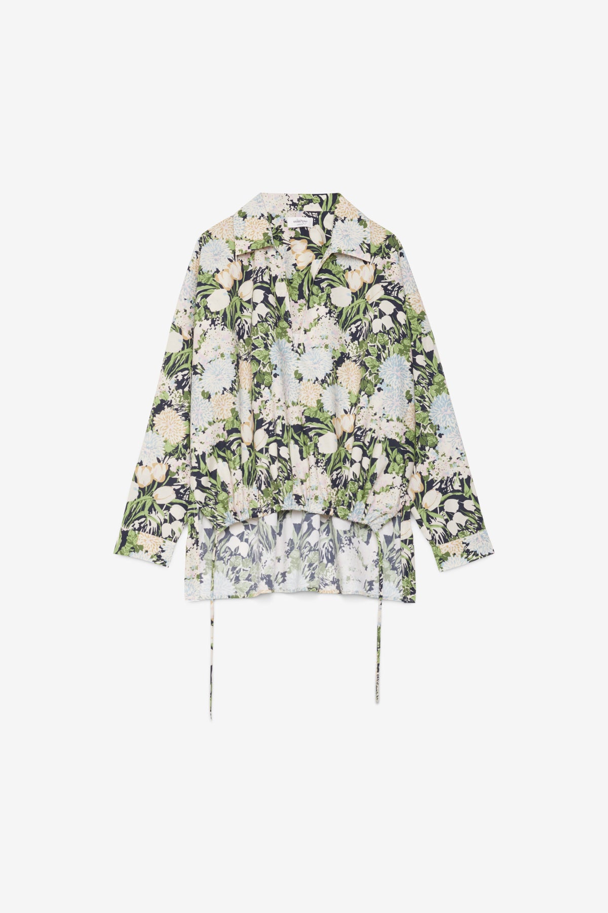 Cotton shirt with drawstring