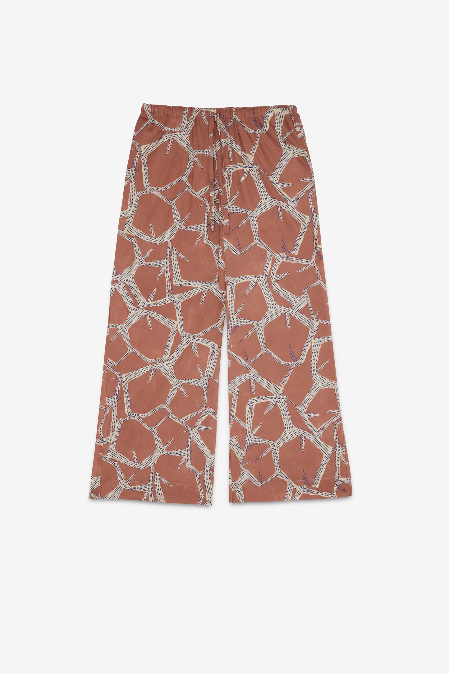 100% printed cotton palazzo trousers with drawstring and belt