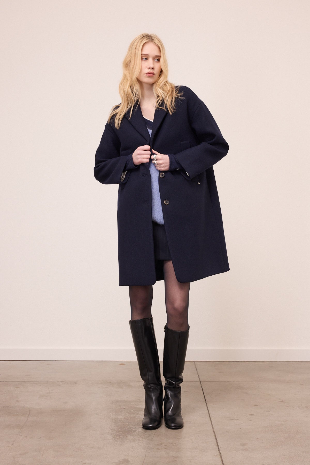 wool blend midi coat