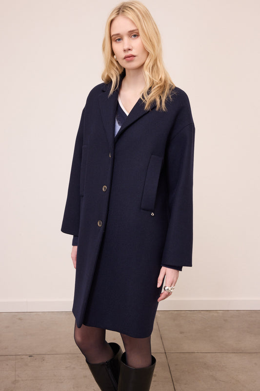 wool blend midi coat