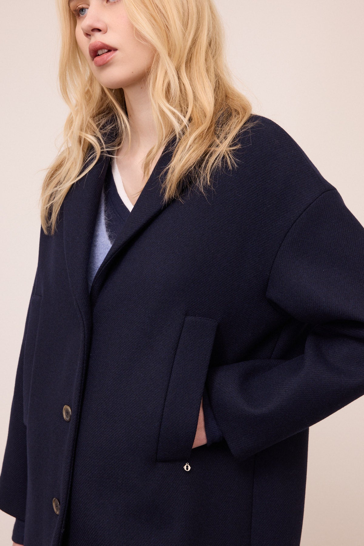 wool blend midi coat