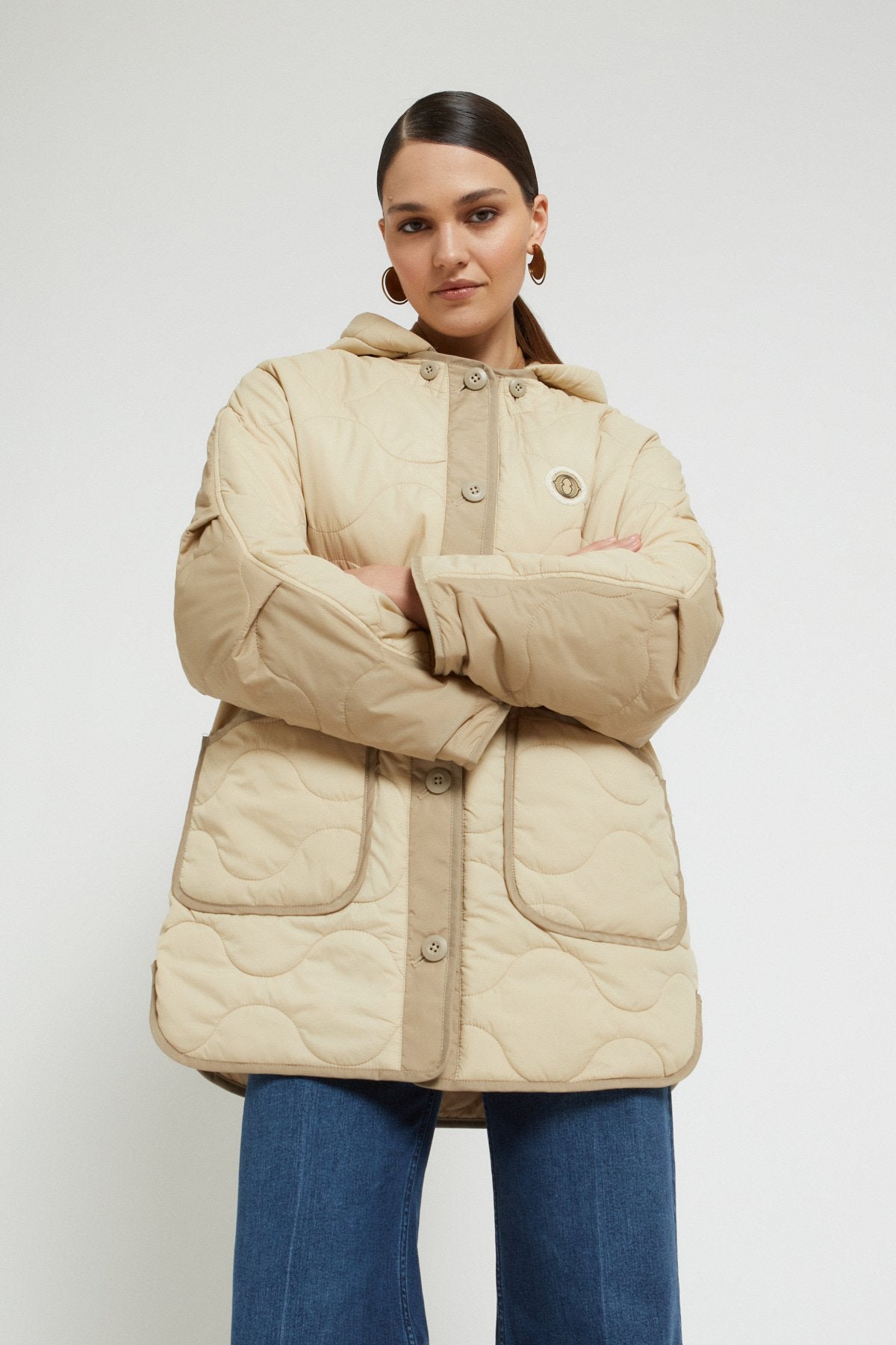 Fake down short coat