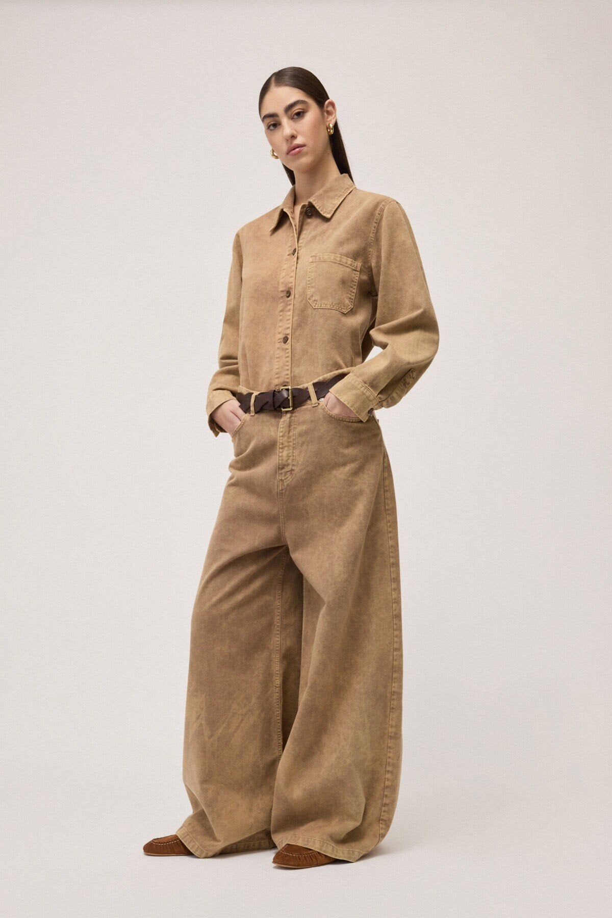 Vintage-effect denim shirt